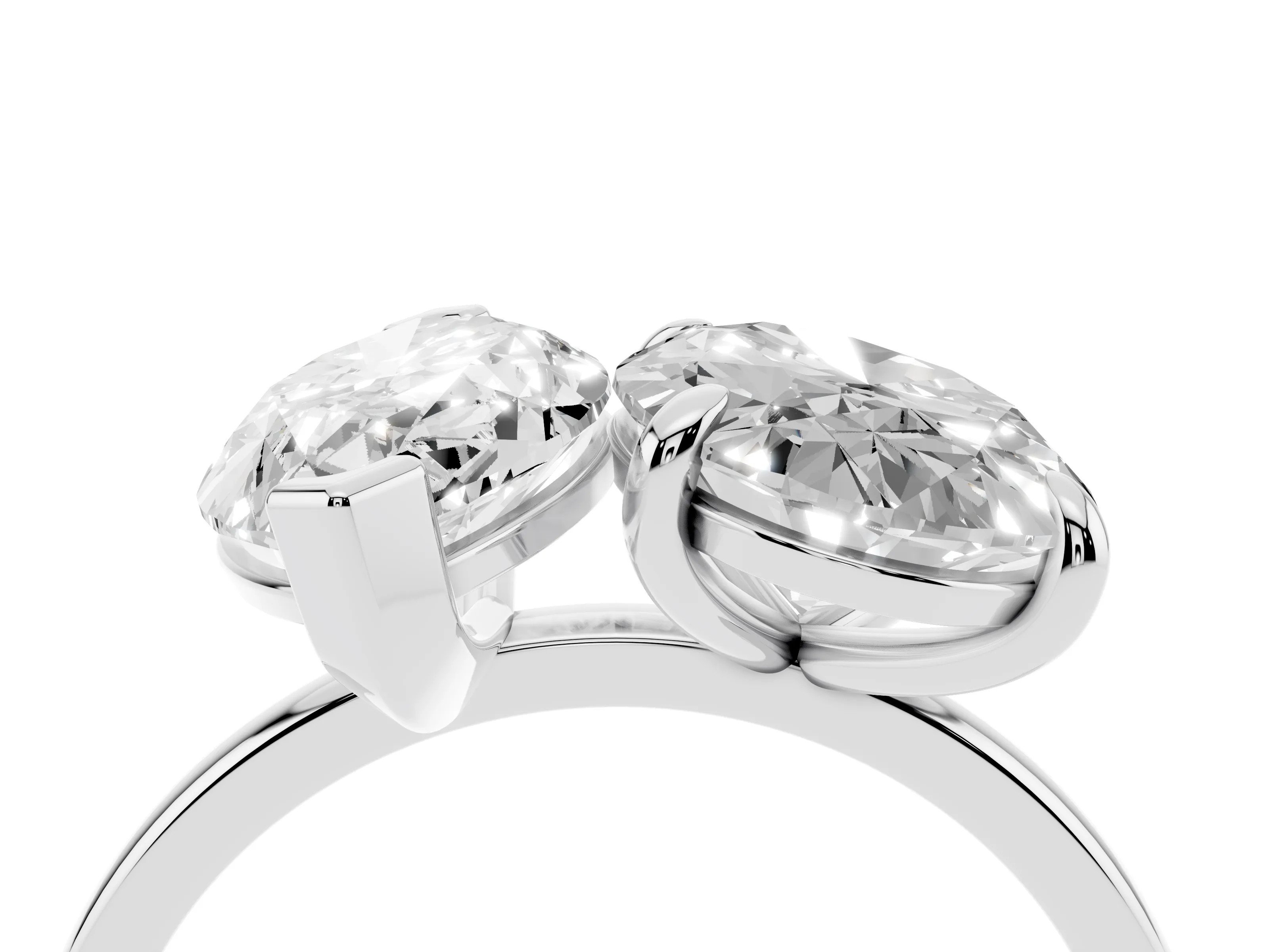 Oval and Marquise Toi Moi Ring Set in Silver with Prong Setting and Plain Band