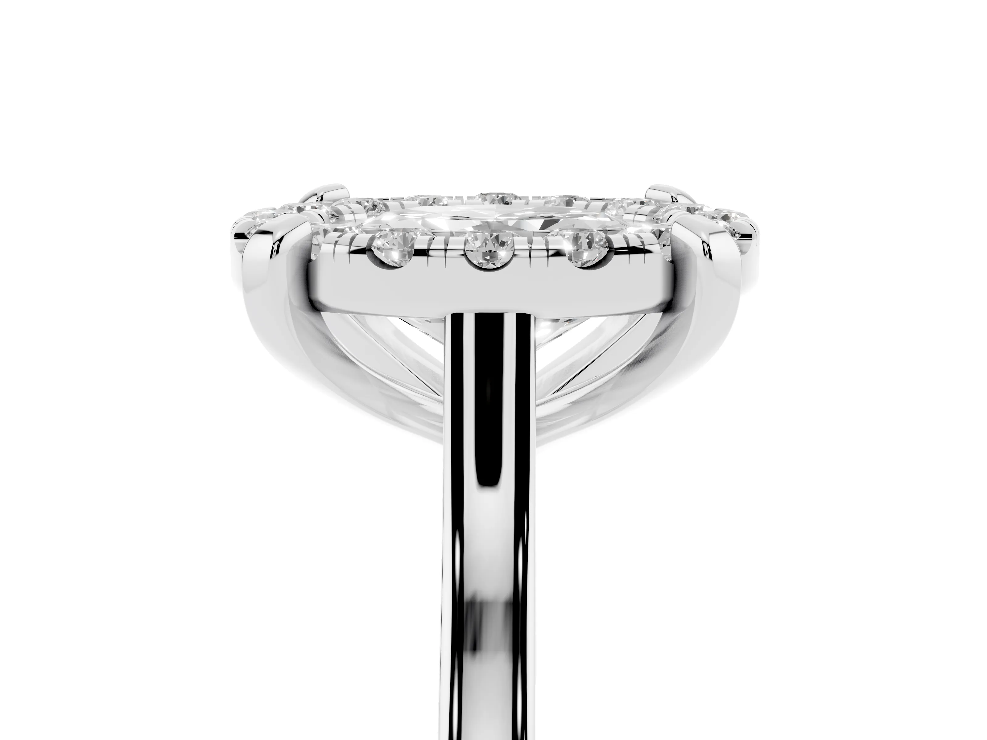 Oval Cut Diamond Cluster Halo Solitaire Ring Set in White gold with Prong Setting