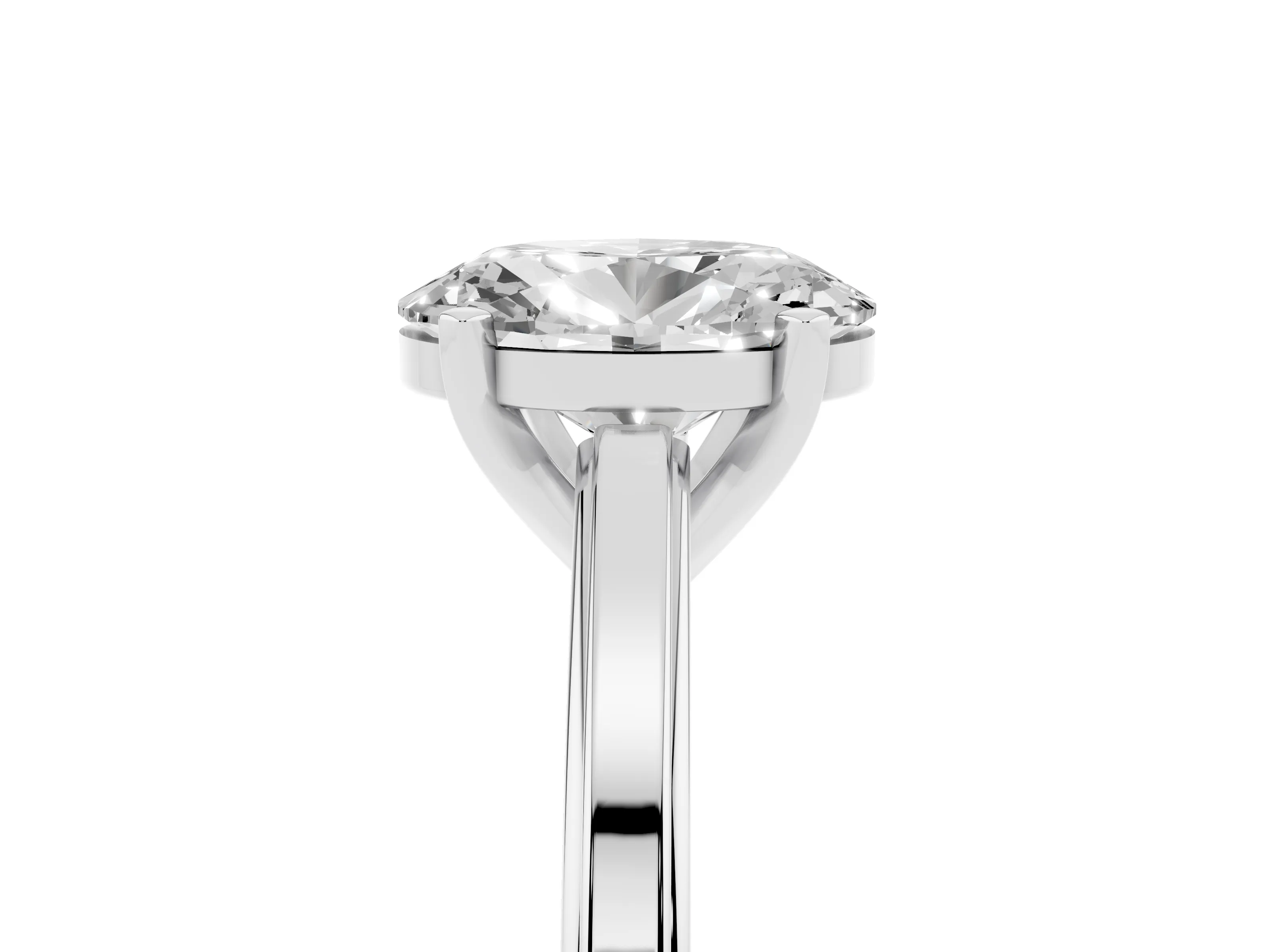 Oval Cut Diamond Solitaire Ring Set in White gold with Prong Setting and Classic Band