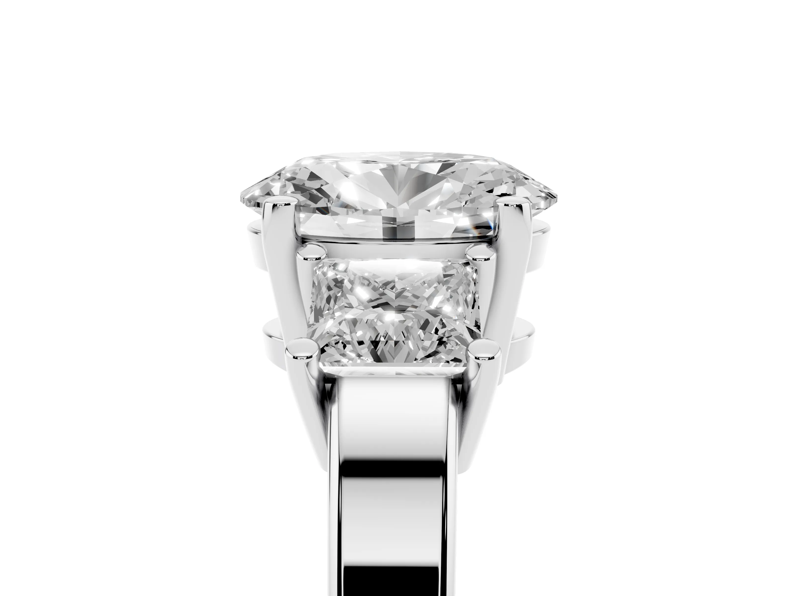 Three-Stone Oval Cut Diamond Solitaire Ring Set in Platinum with Prong Setting