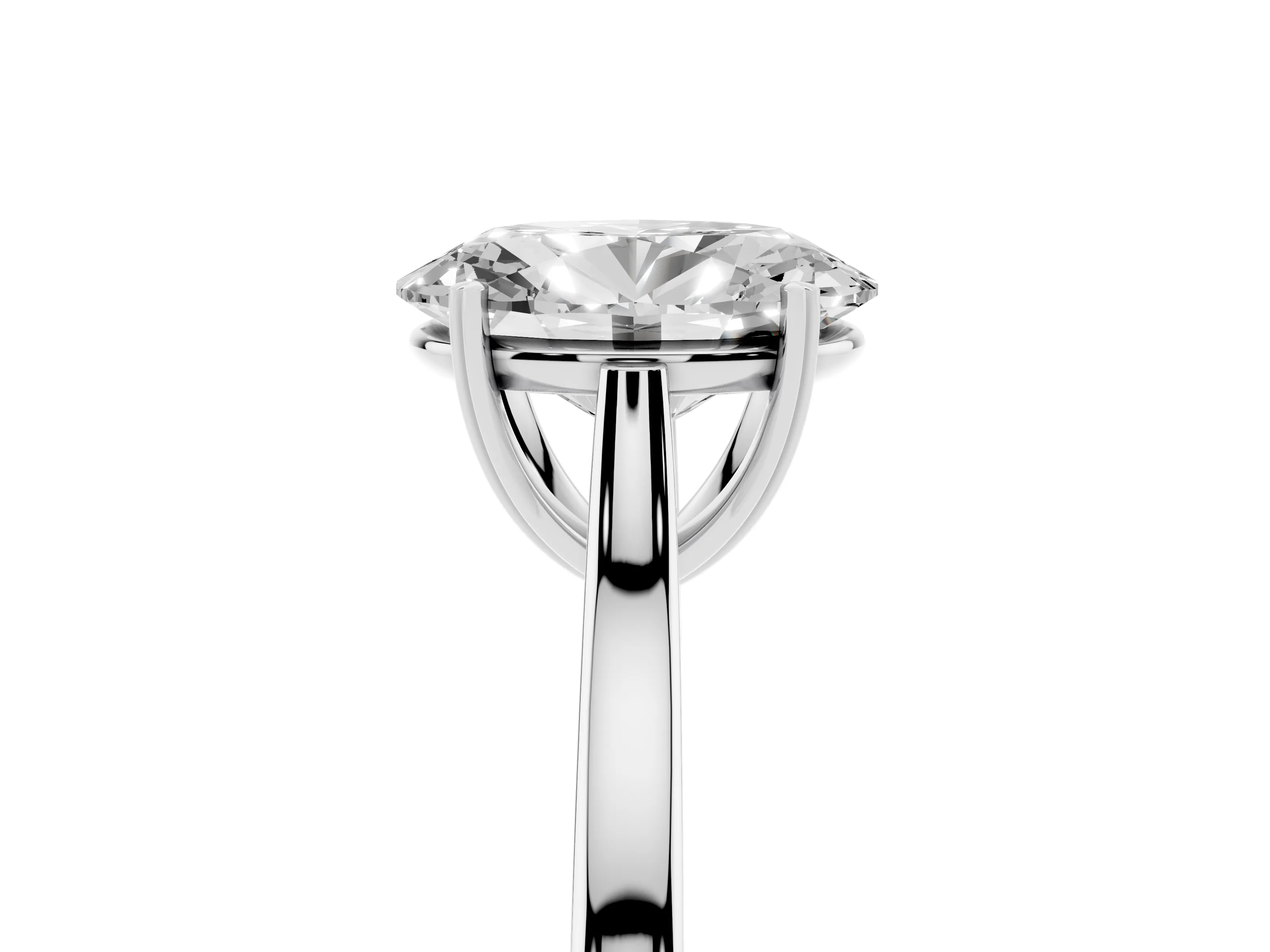 Oval Cut Diamond Solitaire Heart Prong Engagement Ring Set in Platinum with Tapered Band