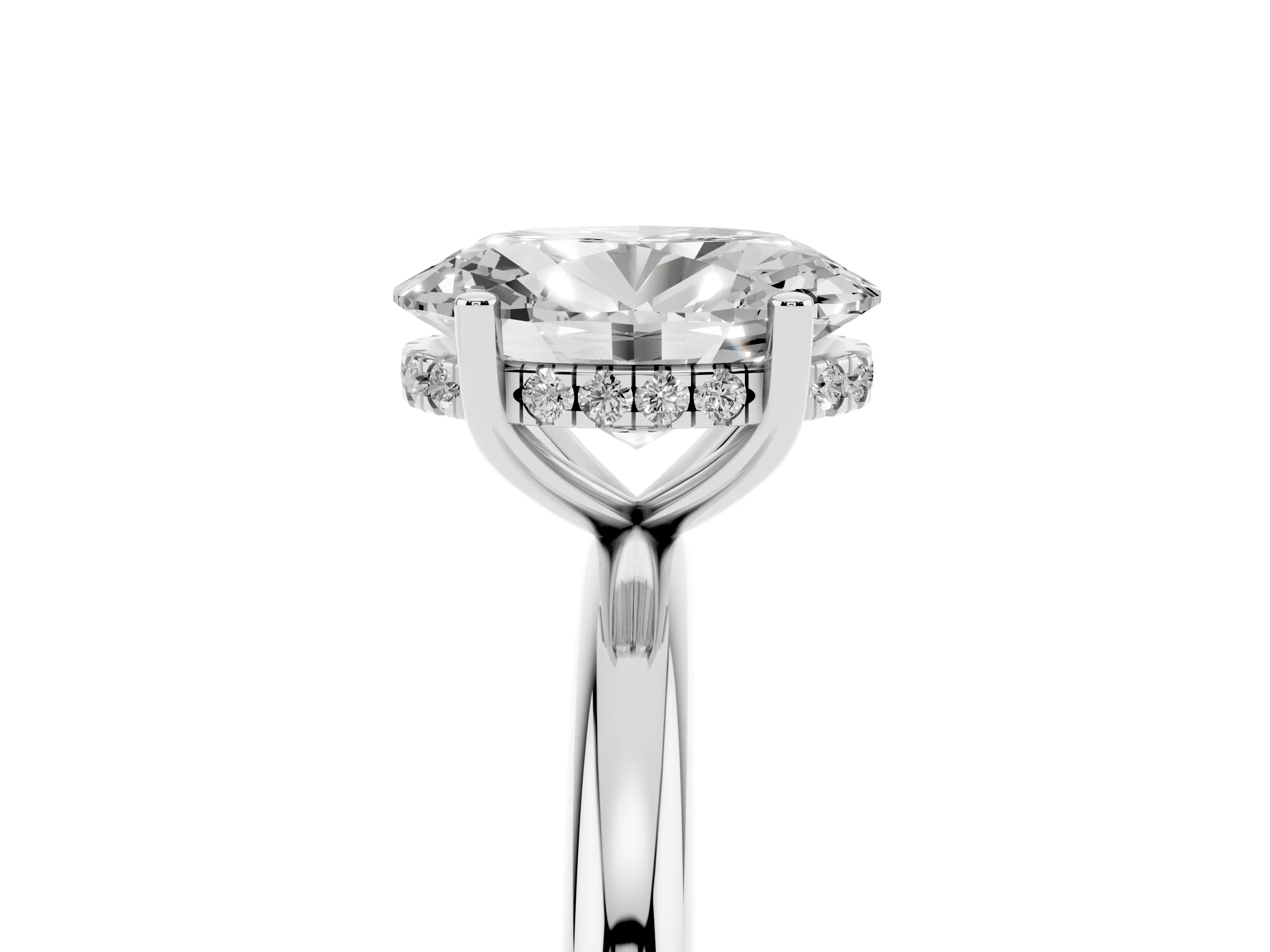 Oval Cut Diamond Solitaire Engagement Ring Set in Platinum with Prong Setting and Polished Band
