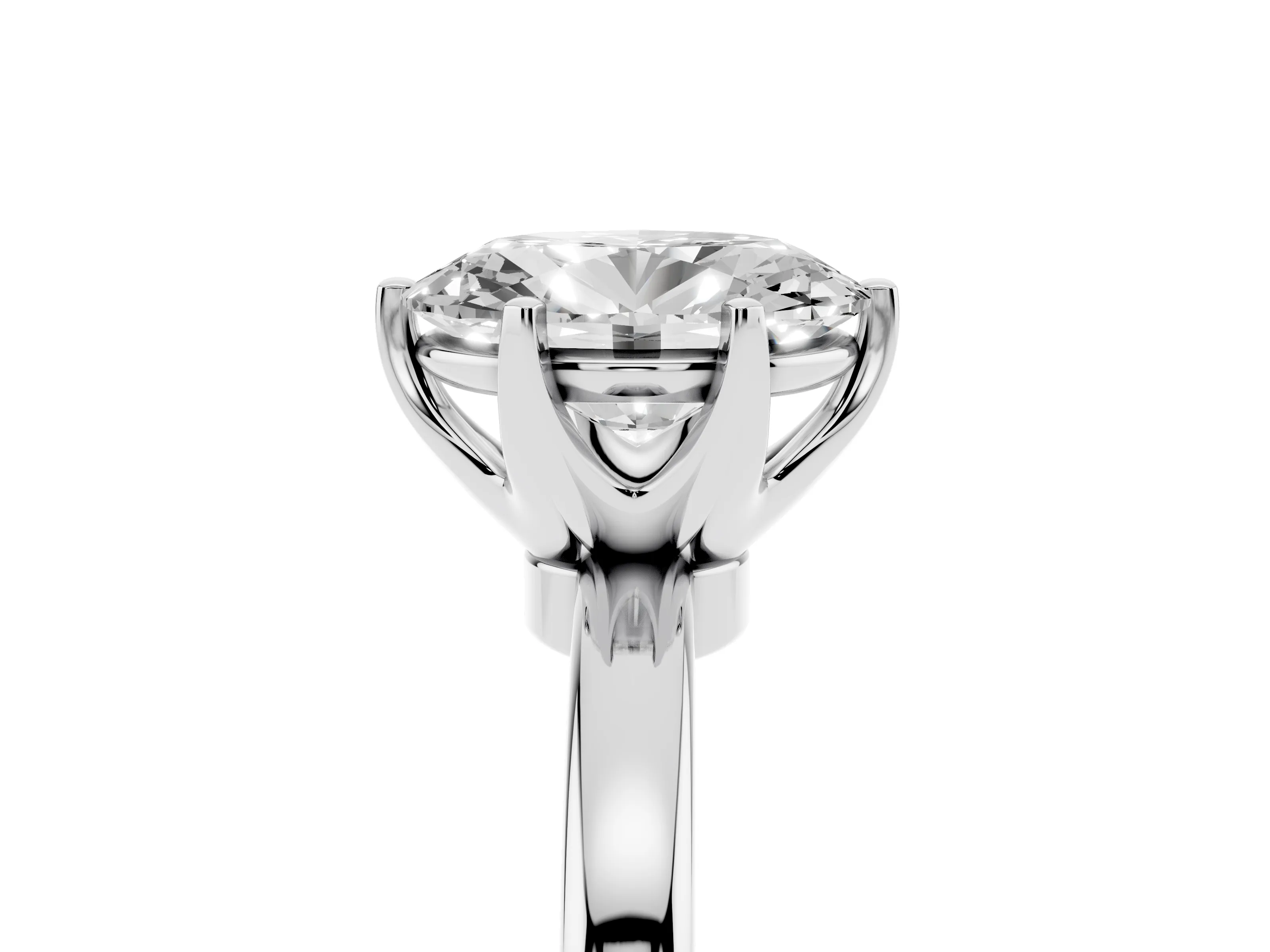 Oval Cut Diamond Solitaire Ring Set in White gold with Raised Prong Setting on a Classic Band