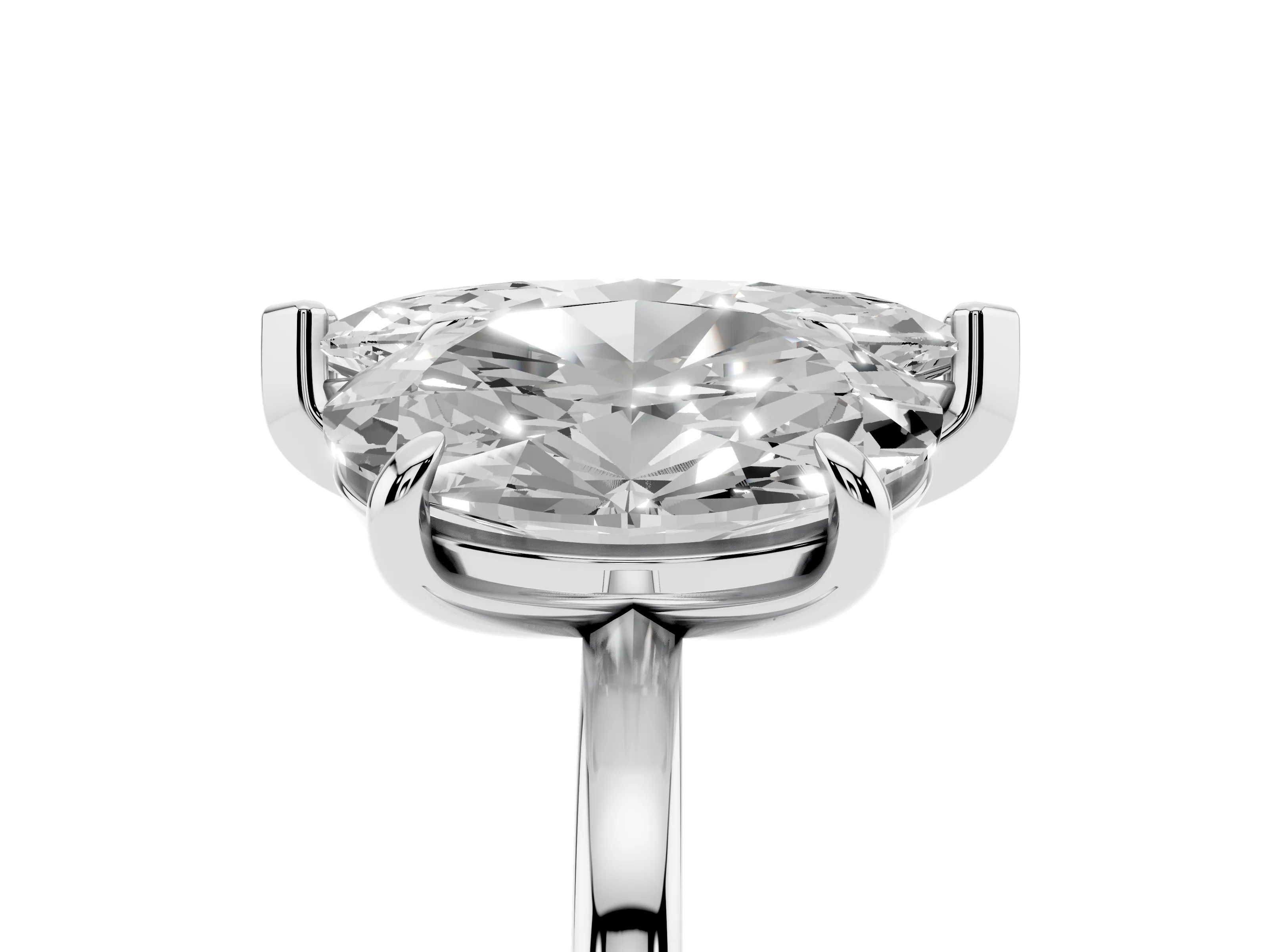 Oval and Marquise Toi Moi Ring Set in Silver with Prong Setting and Plain Band