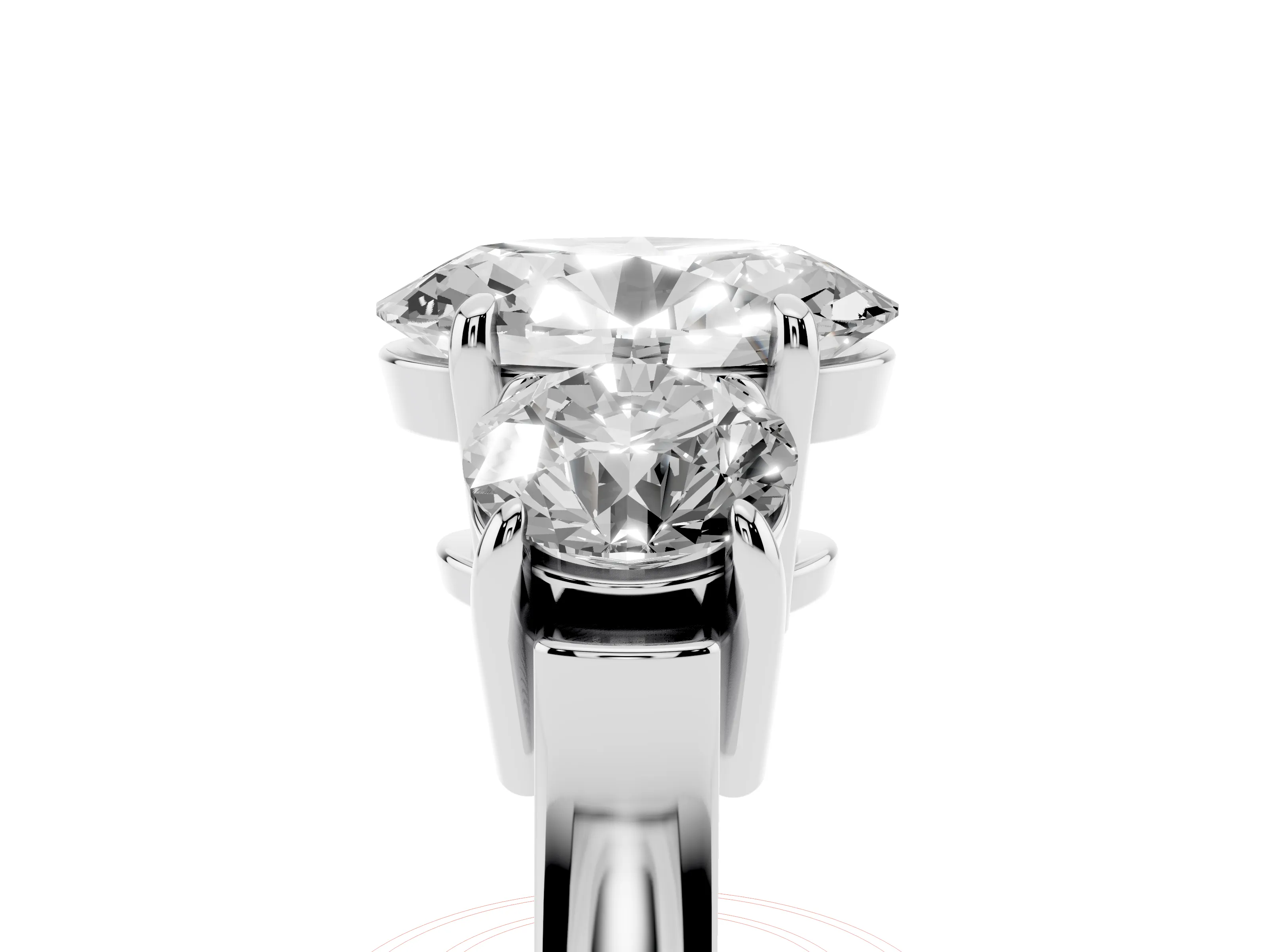 Oval Cut Diamond Three-Stone Ring Set in Silver with Round Accent Stones and Plain Band
