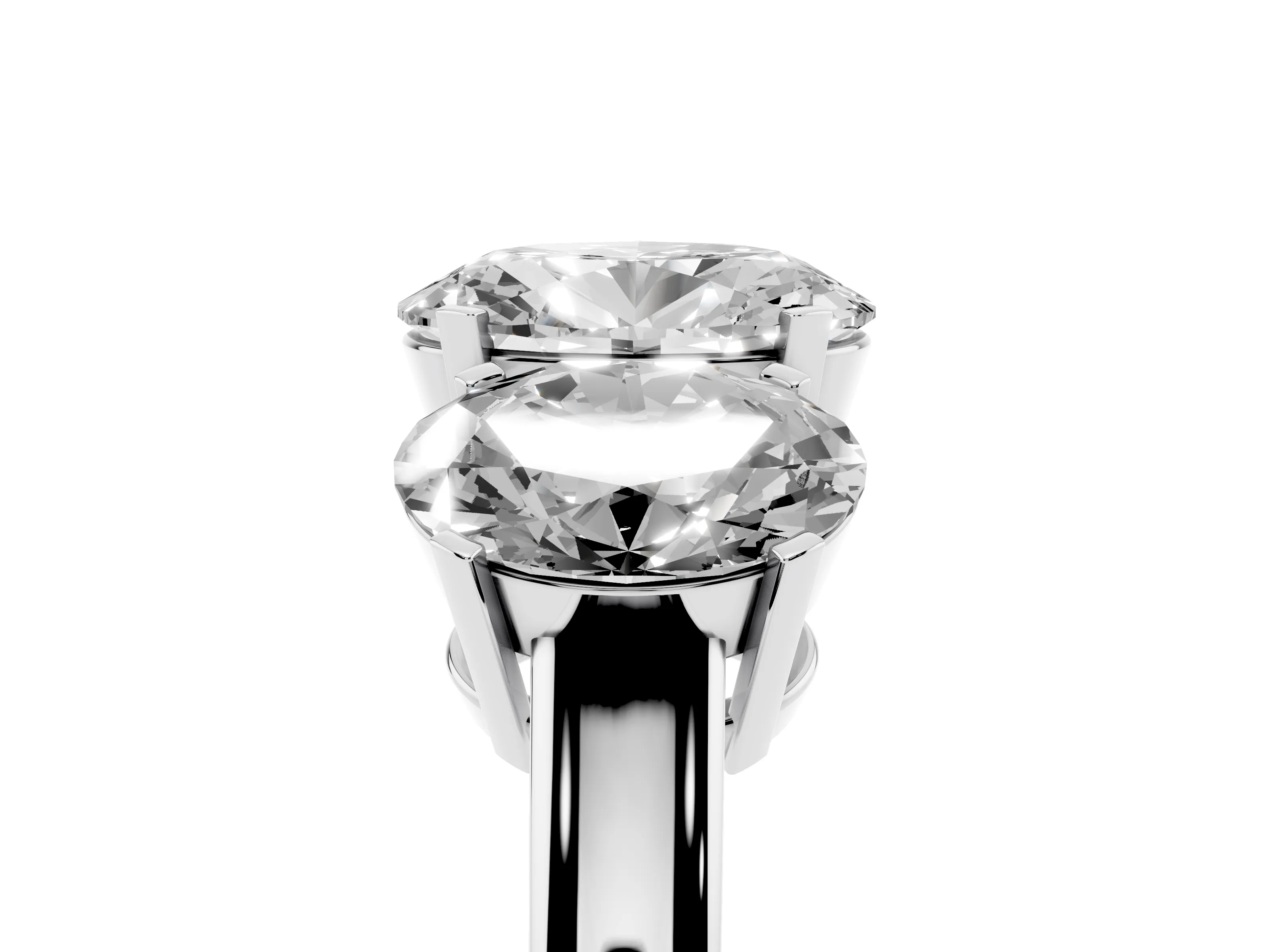 Oval Cut Diamond Three-Stone Ring Set in Silver with Channel-Set Band and Prong Settings