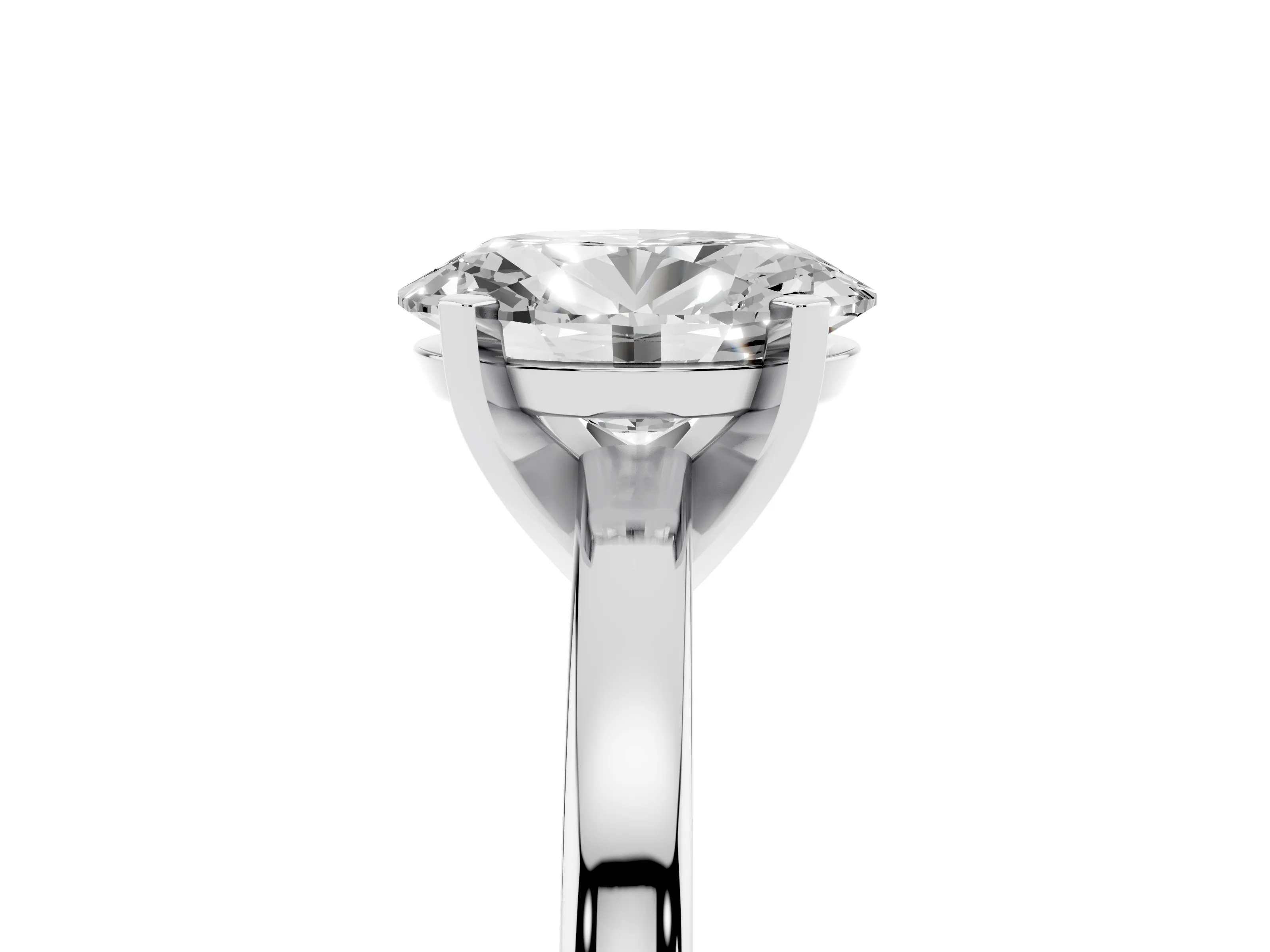 Oval Cut Diamond Solitaire Engagement Ring Set in Platinum with Prong Setting on a Classic Band