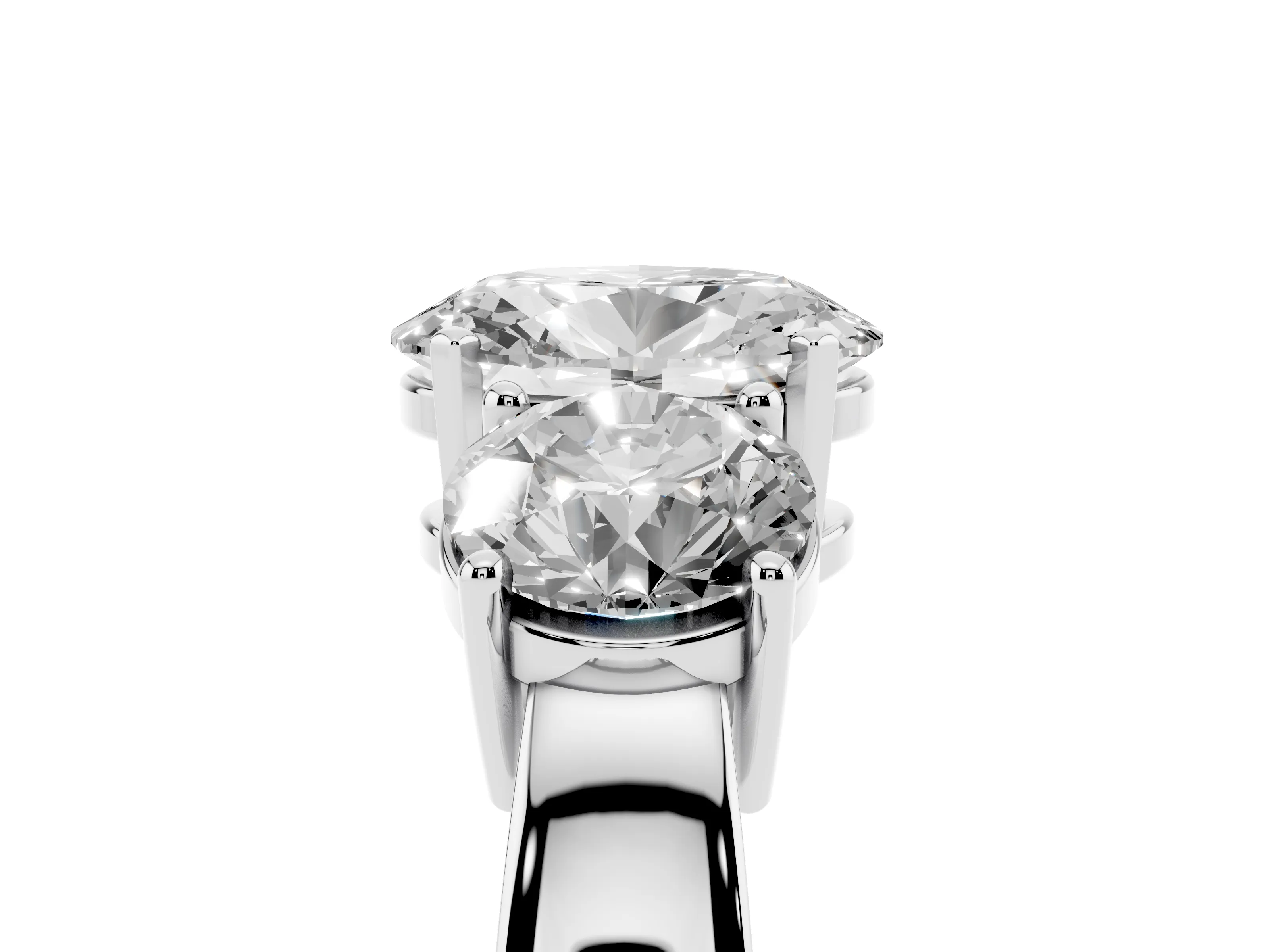 Oval Cut Diamond Three-Stone Ring Set in White gold with Round Side Stones and Classic Band