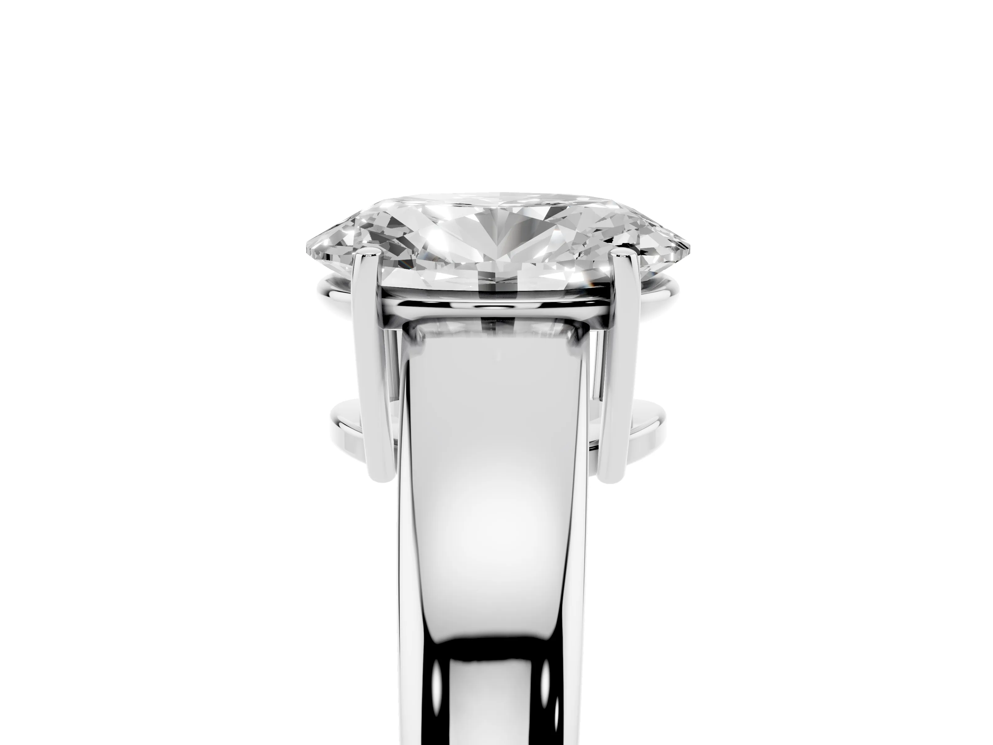 Oval Cut Diamond Solitaire Ring Set in Platinum with Tapered Band and Prong Setting