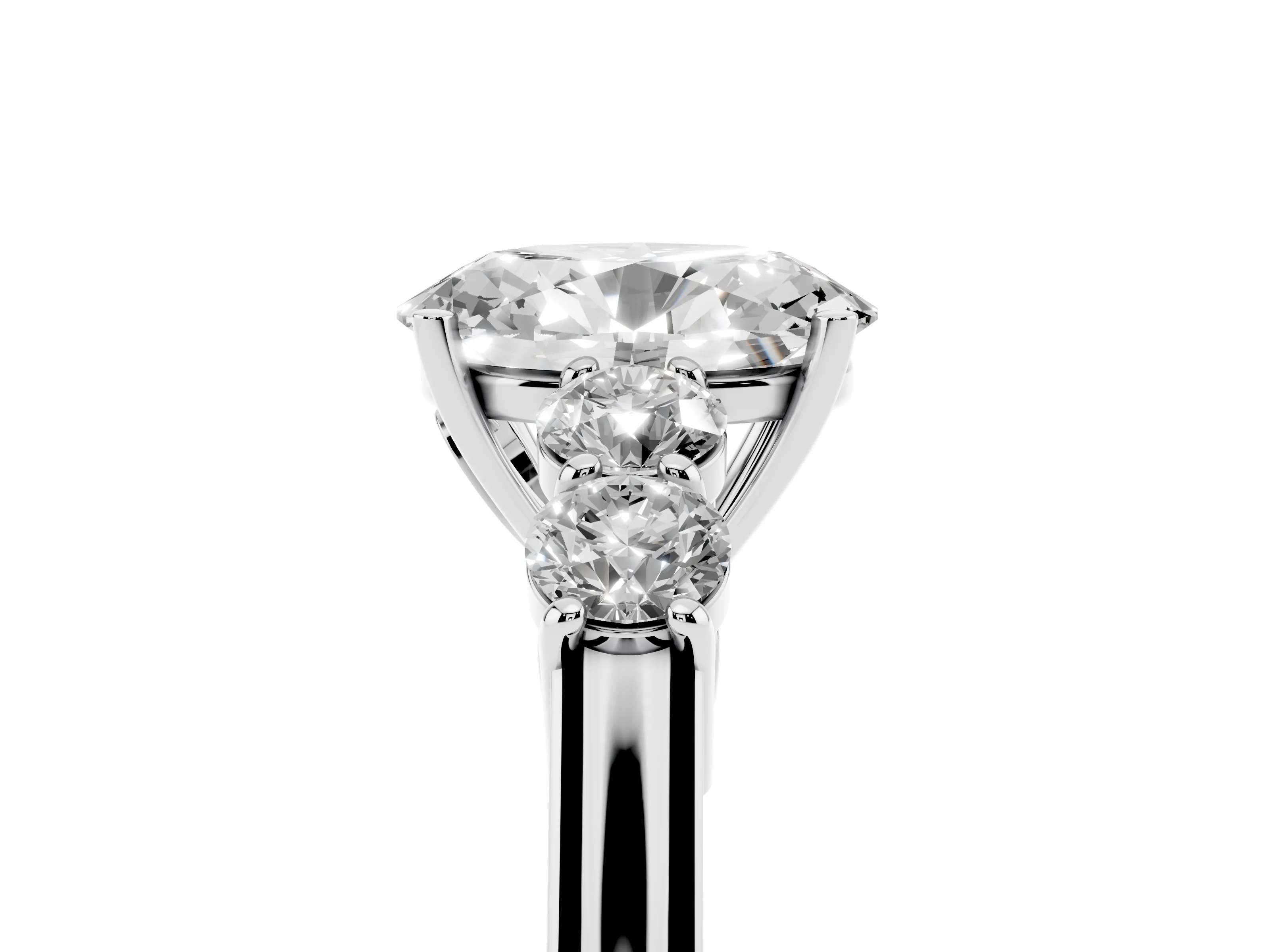 Oval Cut Diamond Five-Stone Prong Set Band Ring Set in Platinum with Polished Band