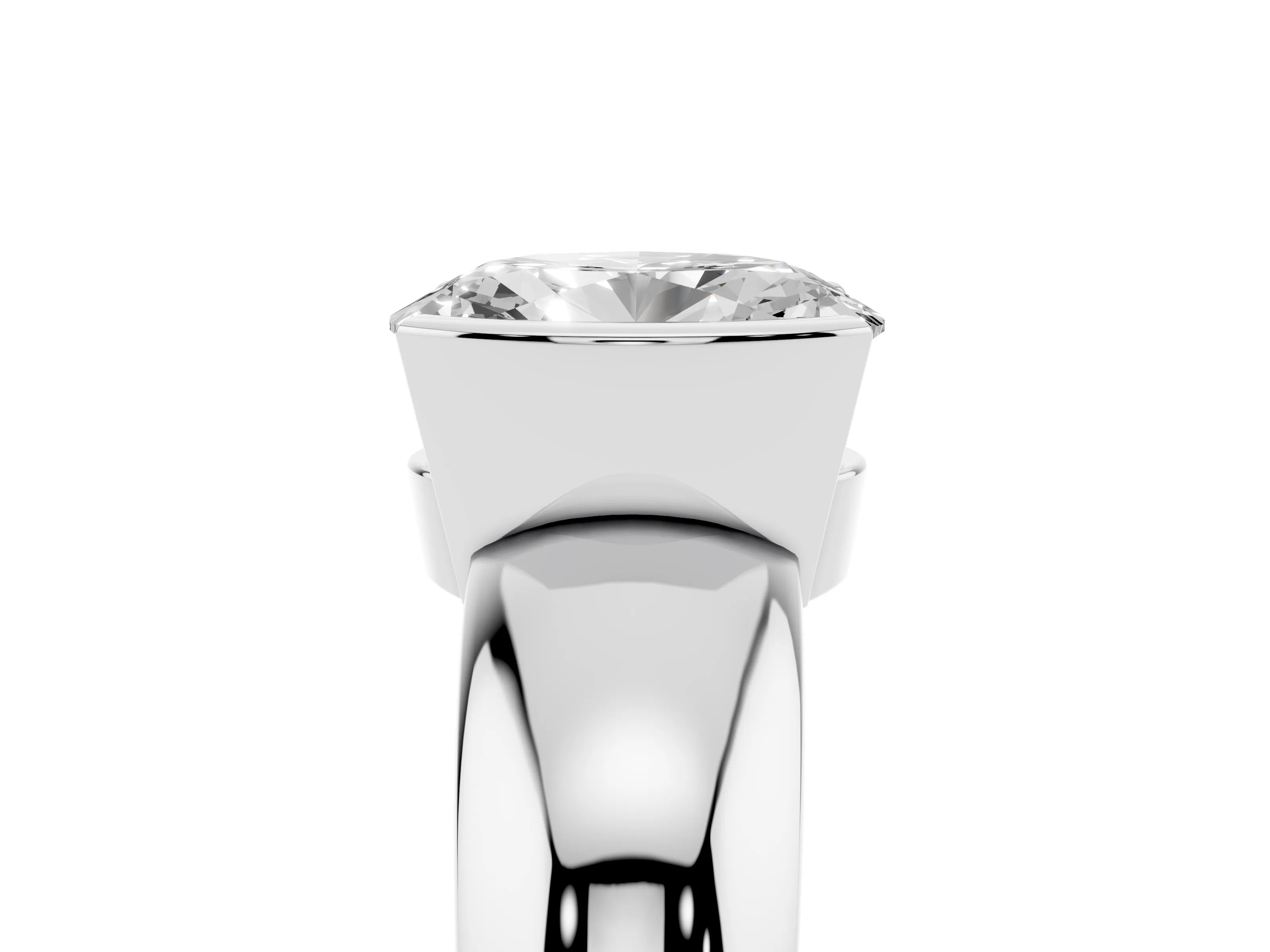Oval Cut Diamond Solitaire Tension Set Ring Set in Platinum with Wide Band