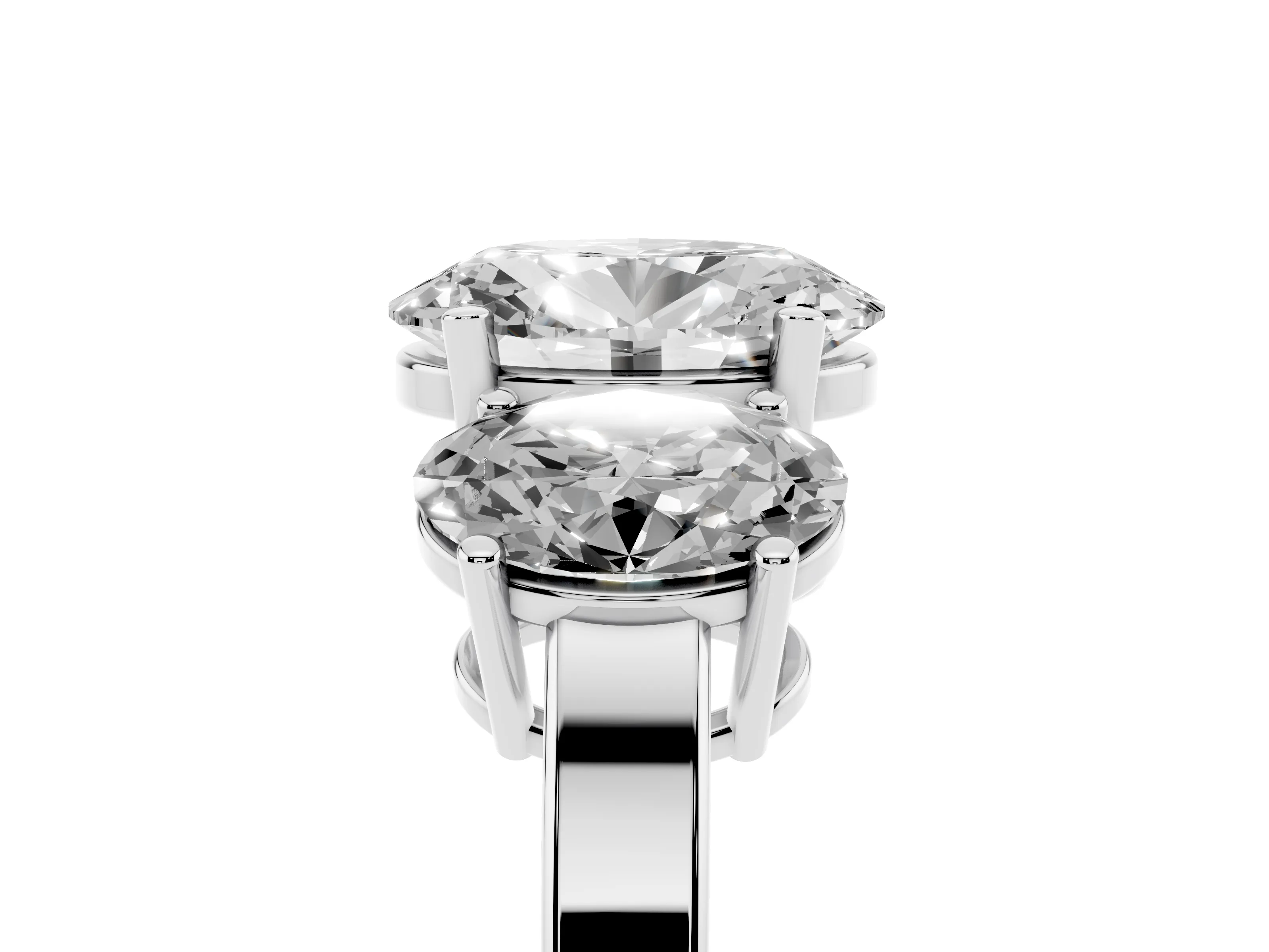 Oval Cut Diamond Three-Stone Engagement Ring Set in Silver with Flat Band