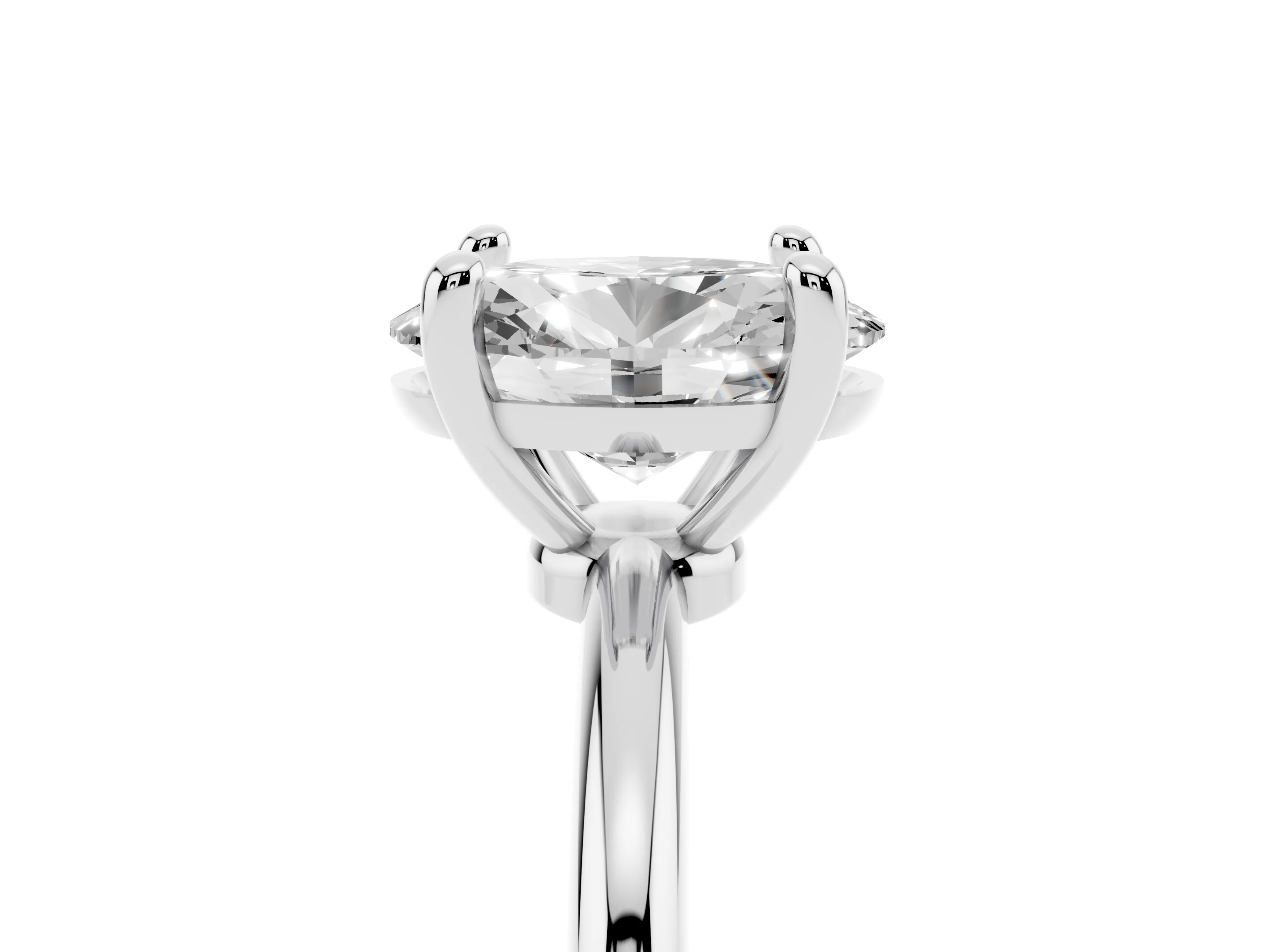 Oval Cut Diamond Solitaire Ring Set in White gold with Secure Prong Setting on a Classic Band