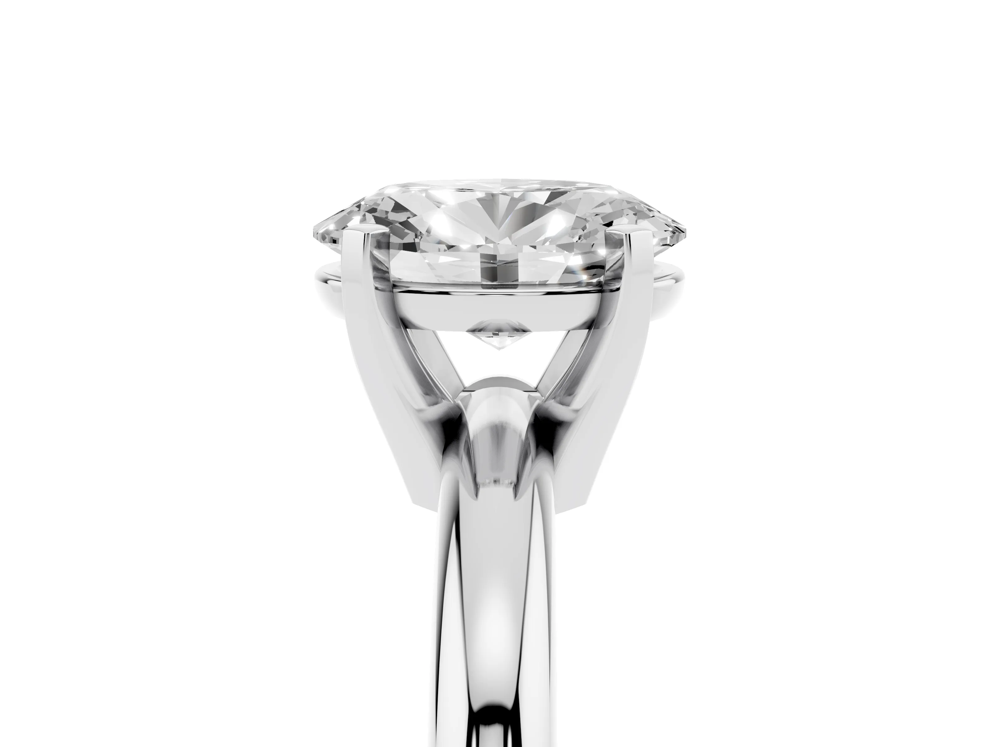 Oval Cut Diamond Solitaire Engagement Ring Set in White gold with Round Band and Prong Setting