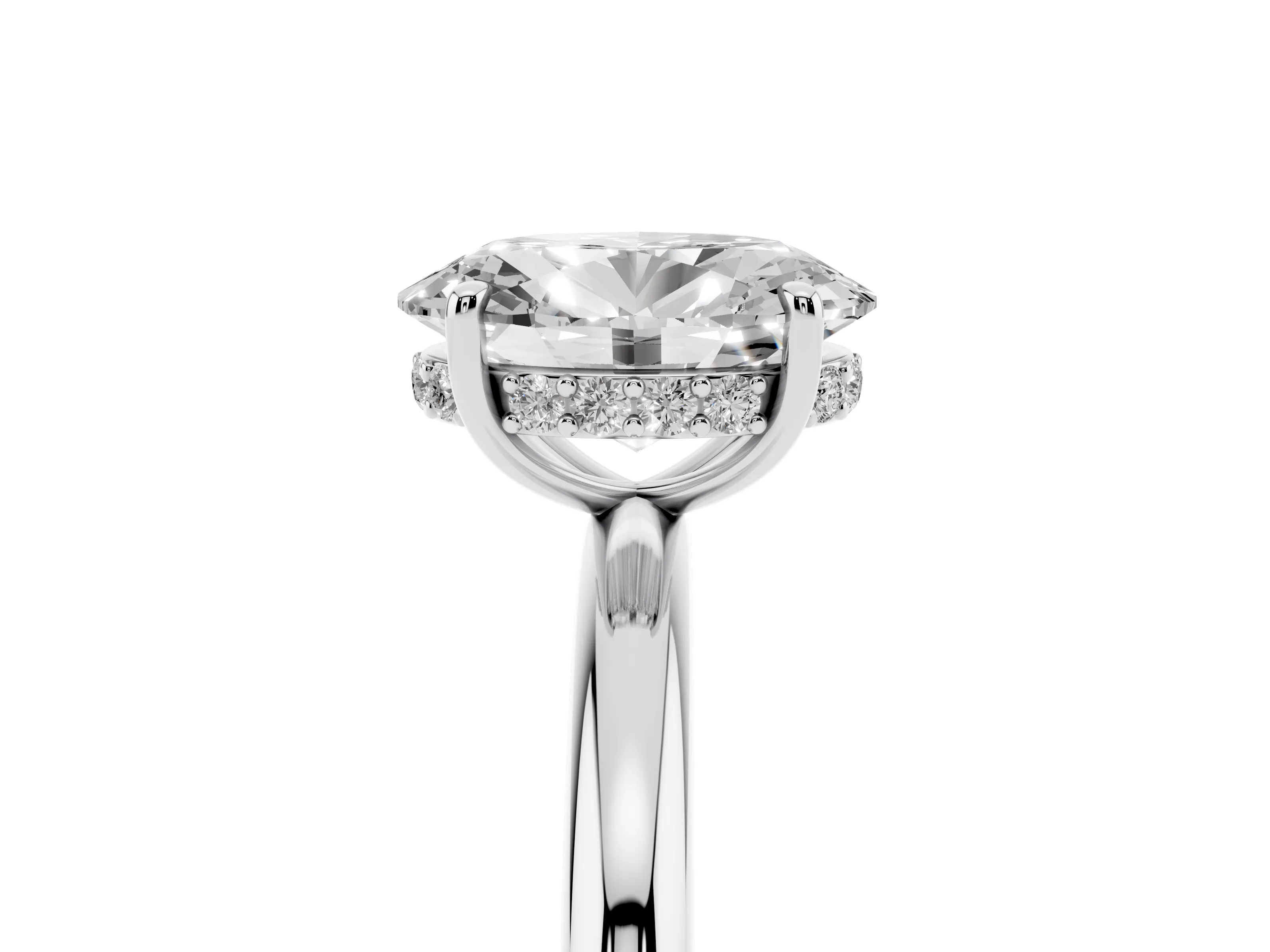 Oval Cut Diamond Solitaire Ring Set in White gold with Thin Band and Prong Setting