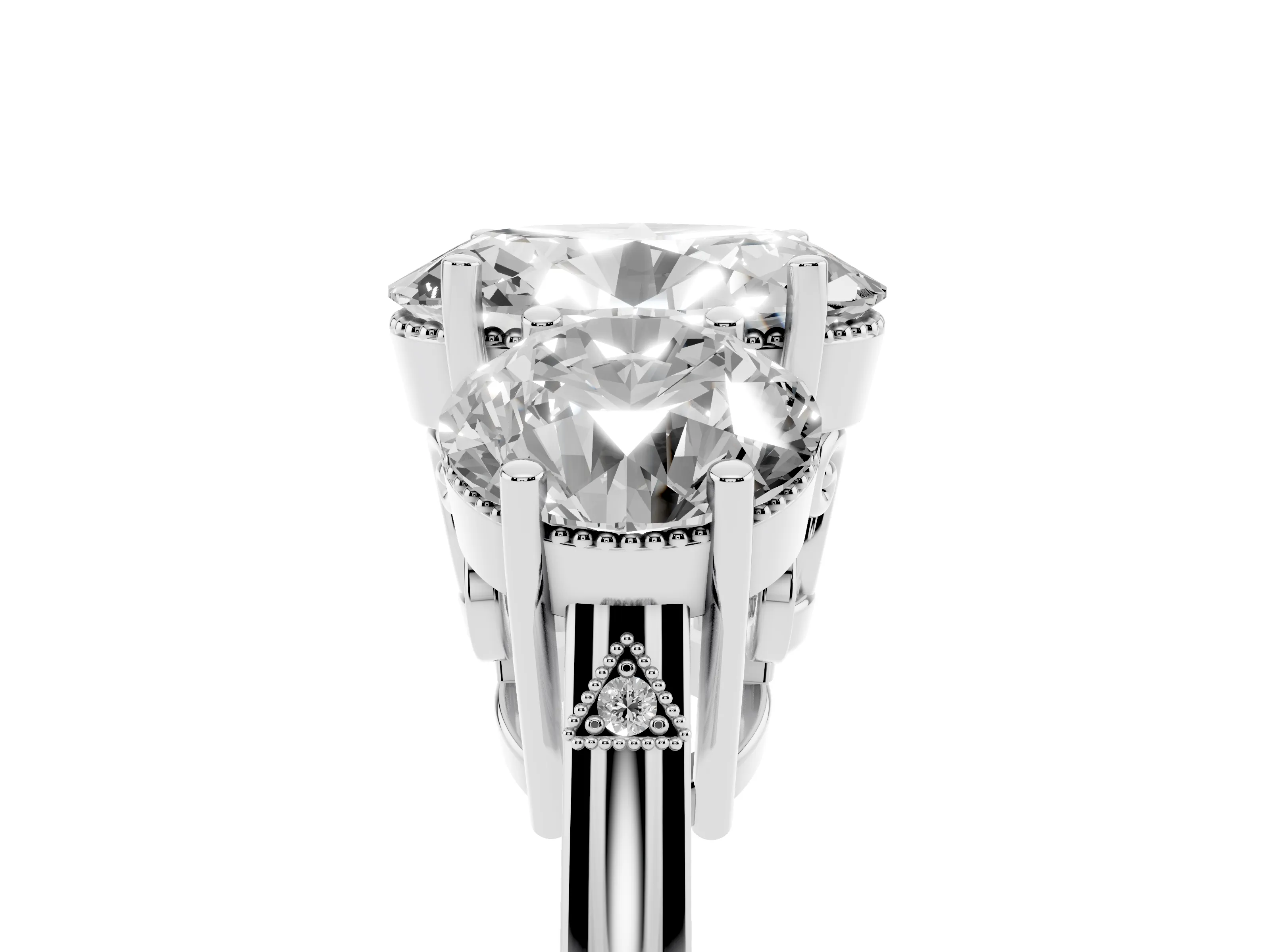 Oval Cut Diamond Three-Stone Engagement Ring Set in White gold with Polished Band