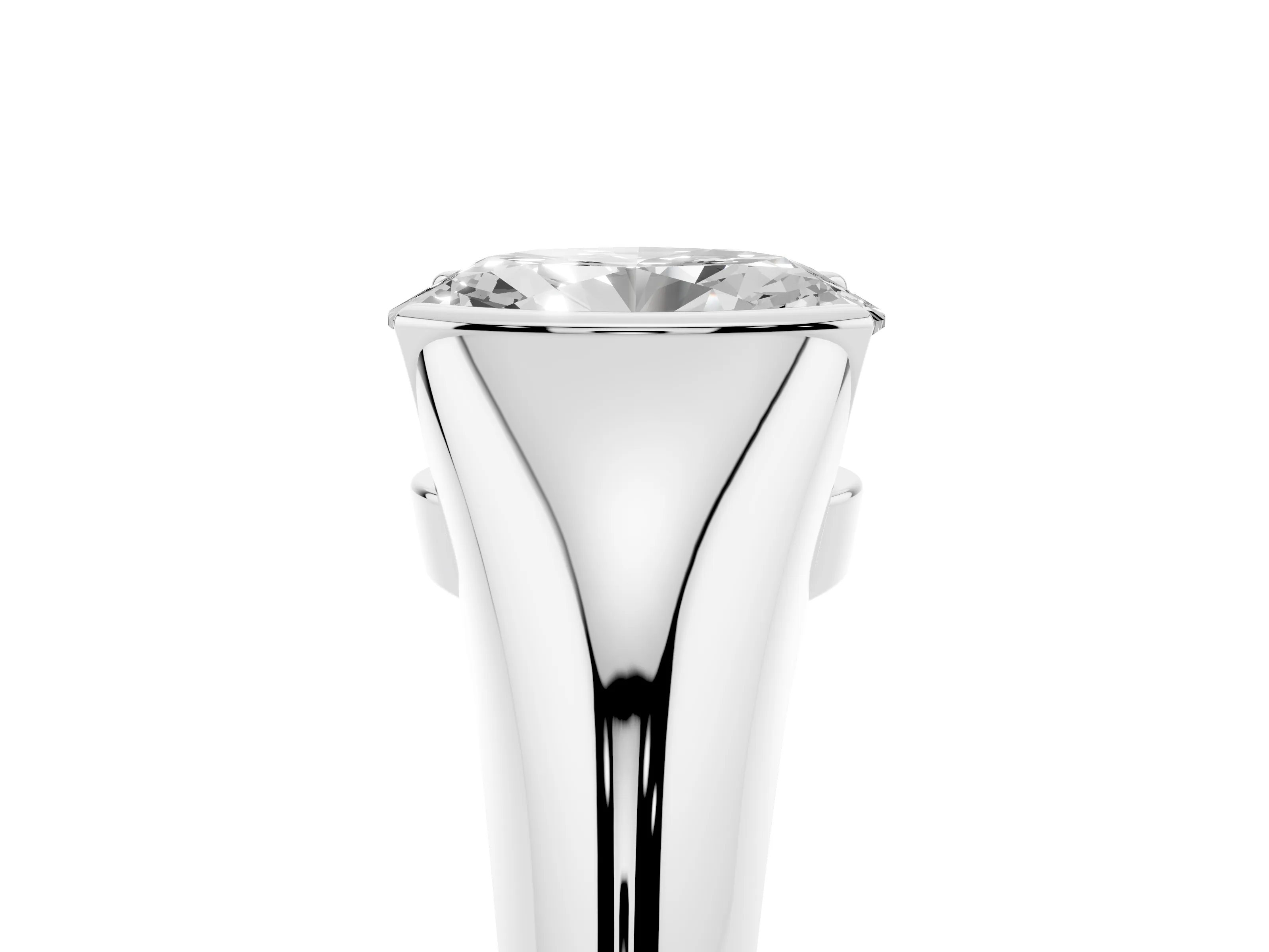 Oval Cut Diamond Solitaire Tension Set Ring Set in Platinum