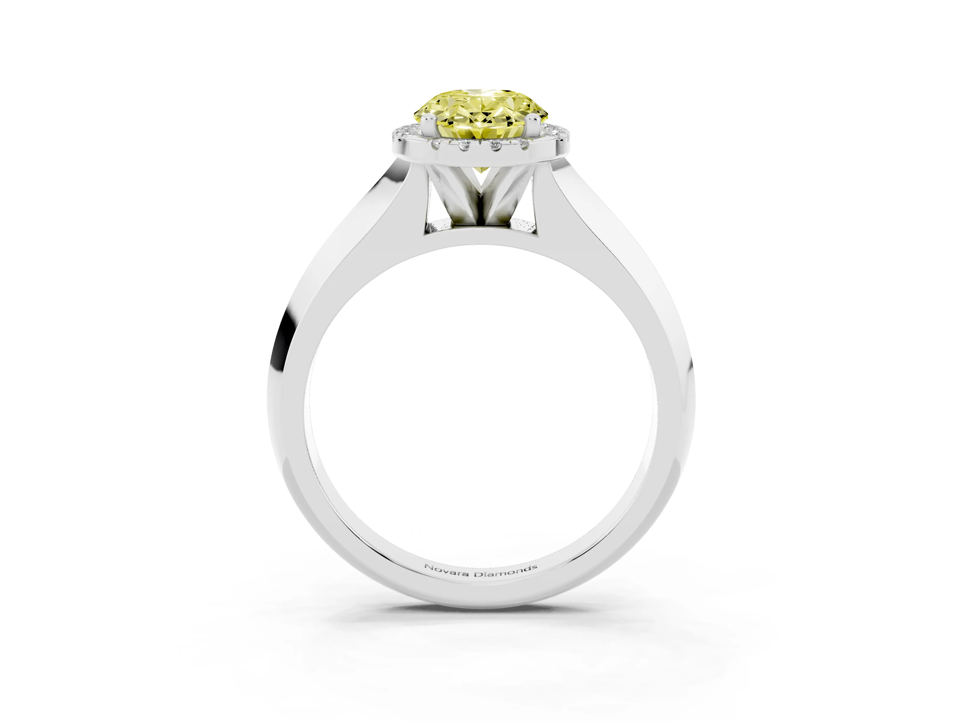 Fancy Yellow Oval Cut Diamond Halo Ring Set in Silver with Cathedral Band and Prong Setting