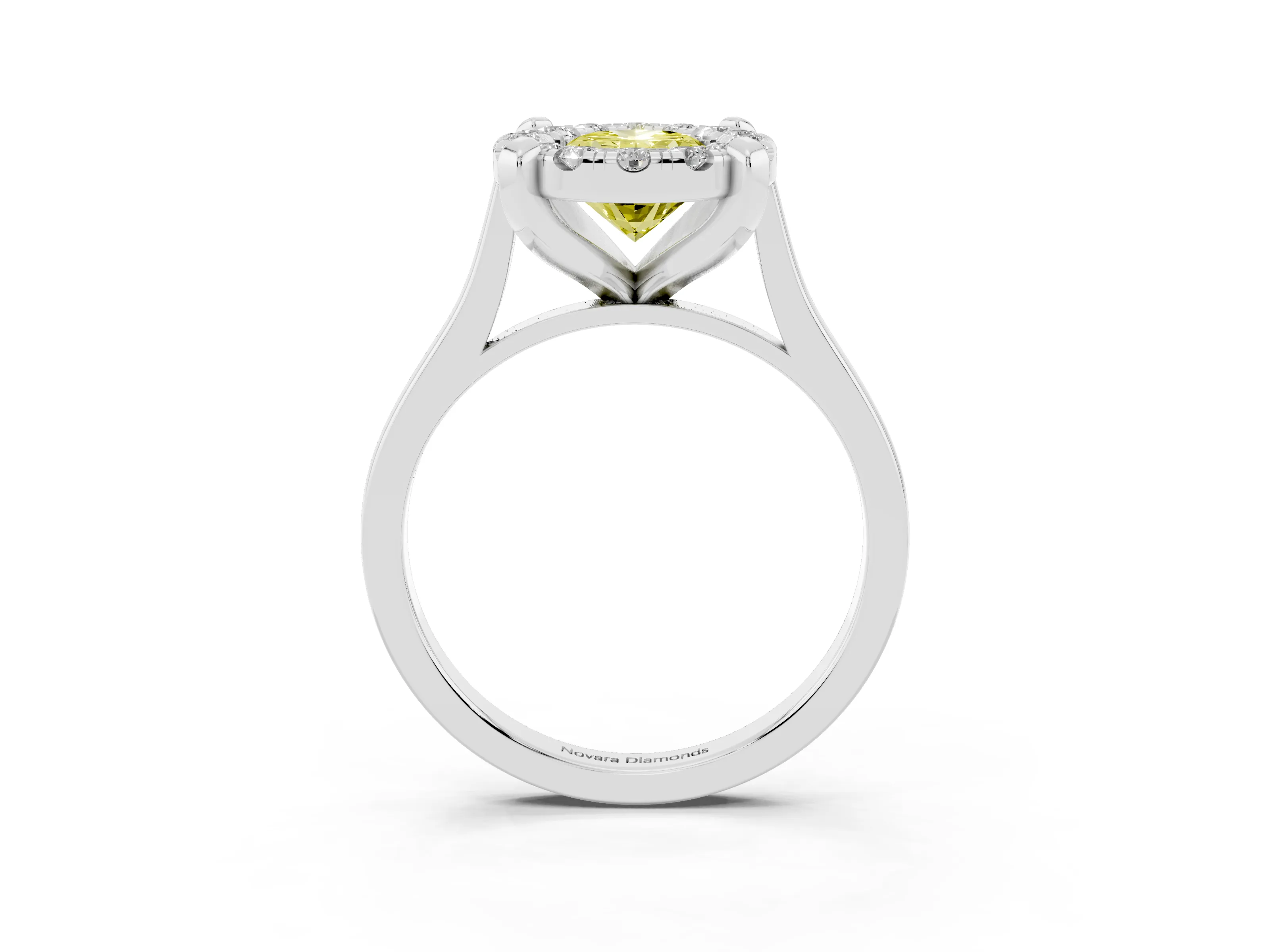 Fancy Yellow Oval Cut Diamond Cluster Halo Solitaire Ring Set in Silver with Prong Setting