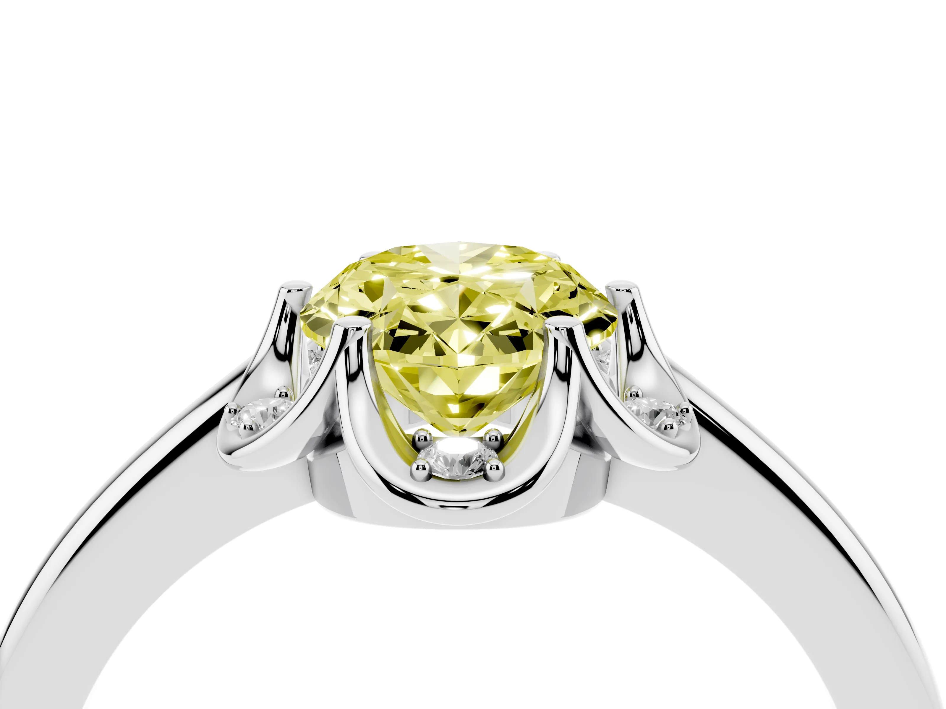 Fancy Yellow Oval Cut Diamond Round Cluster Halo Ring Set in Silver with Solitaire Band and Prong Setting