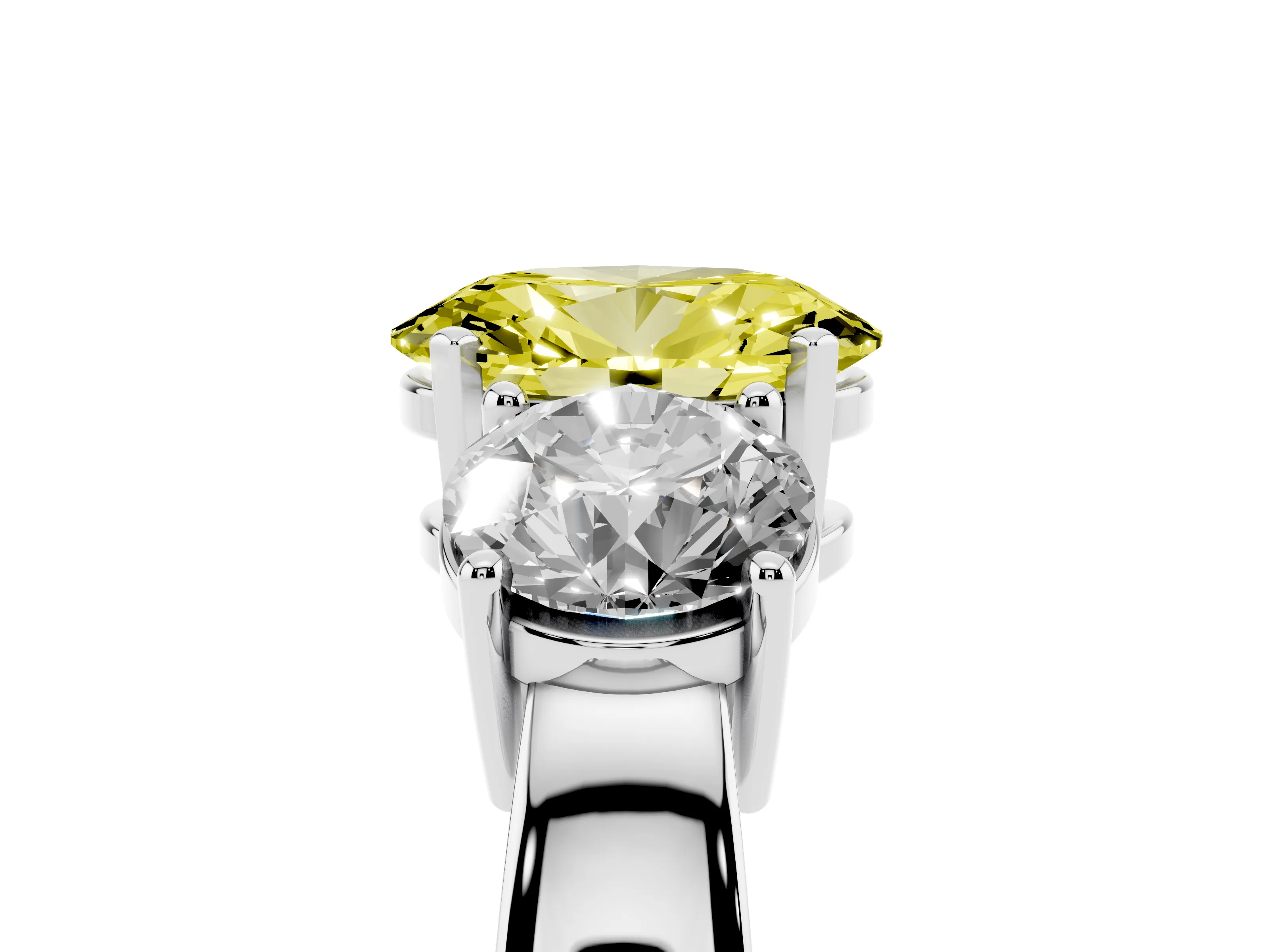 Fancy Yellow Oval Cut Diamond Three-Stone Ring Set in Silver with Round Side Stones and Classic Band