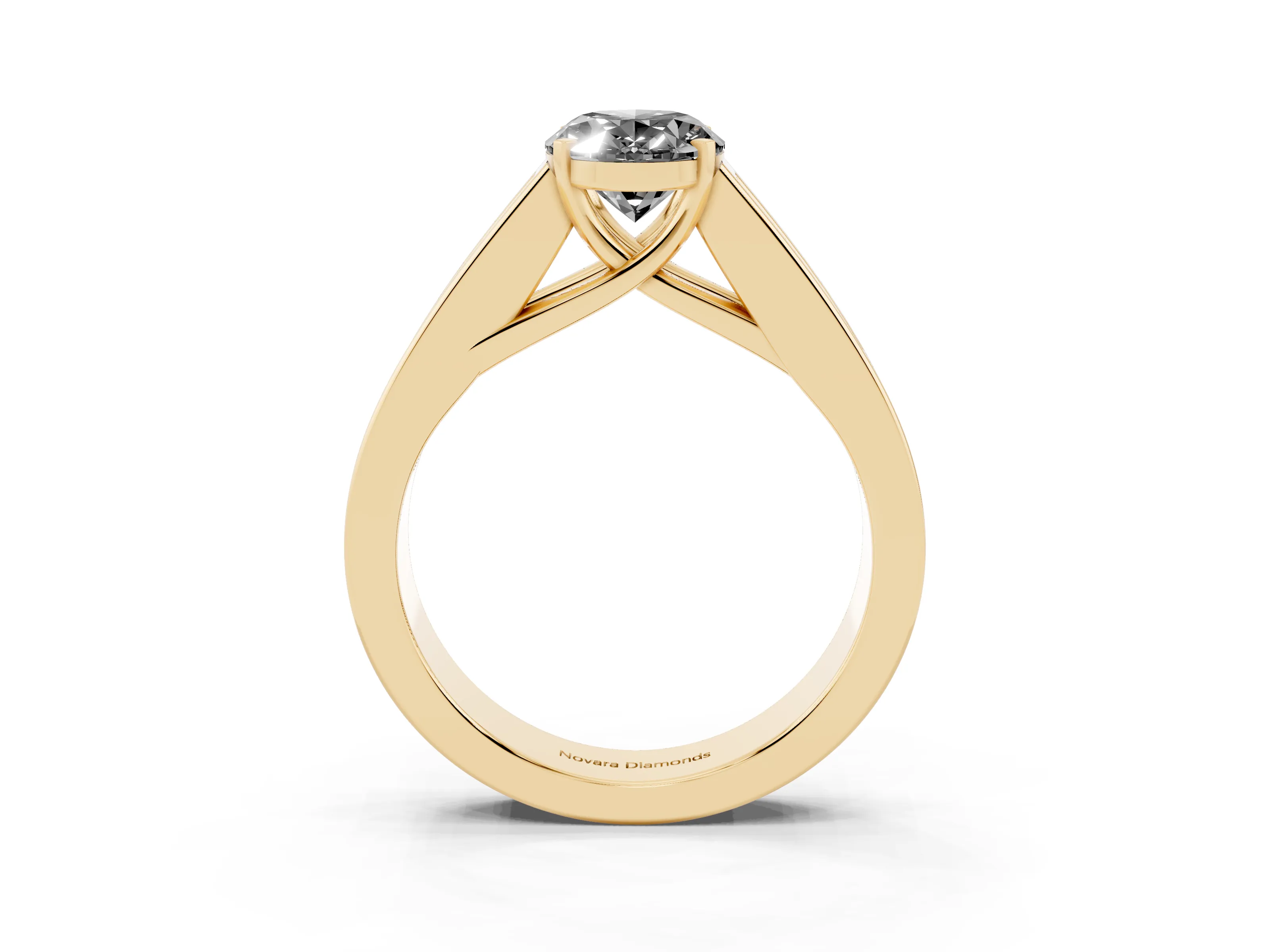 Fancy Black Oval Cut Diamond Solitaire Ring Set in Yellow gold with Channel-Set Accent Stones and Prong Setting