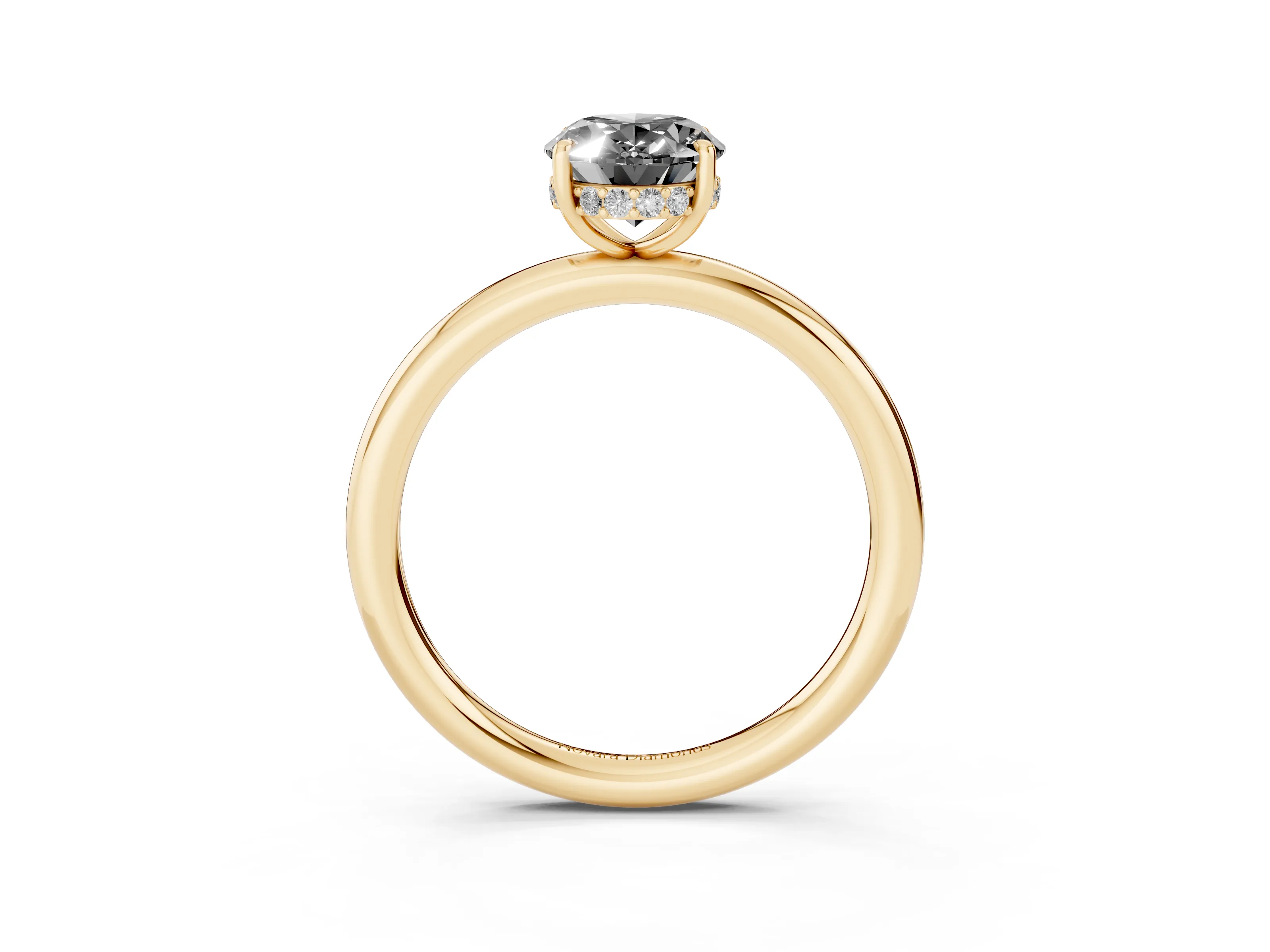 Fancy Black Oval Cut Diamond Solitaire Ring Set in Yellow gold with Thin Band and Prong Setting