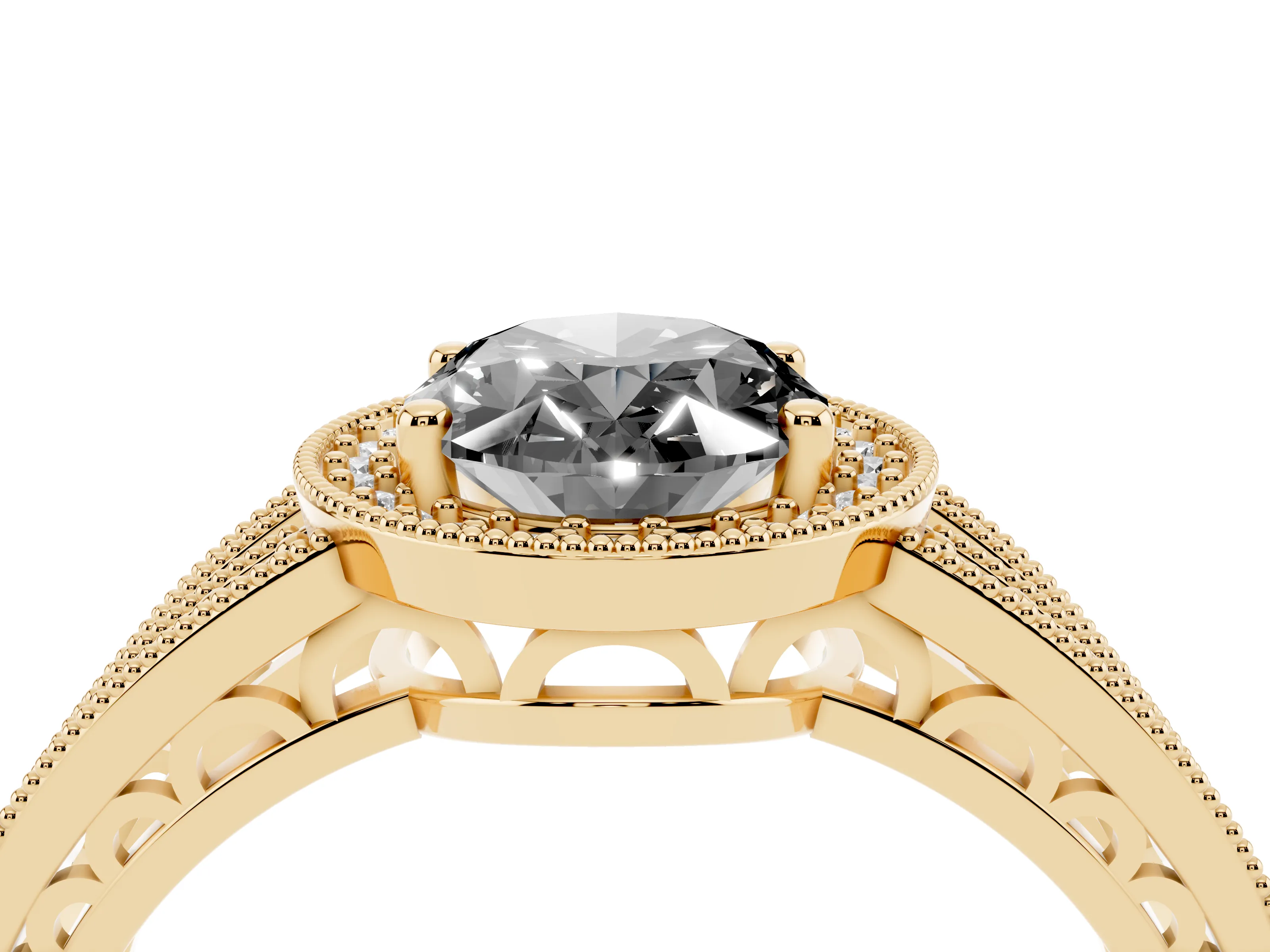 Fancy Black Oval Cut Diamond Halo Ring Set in Yellow gold with Accent Split Shank and Prong Setting