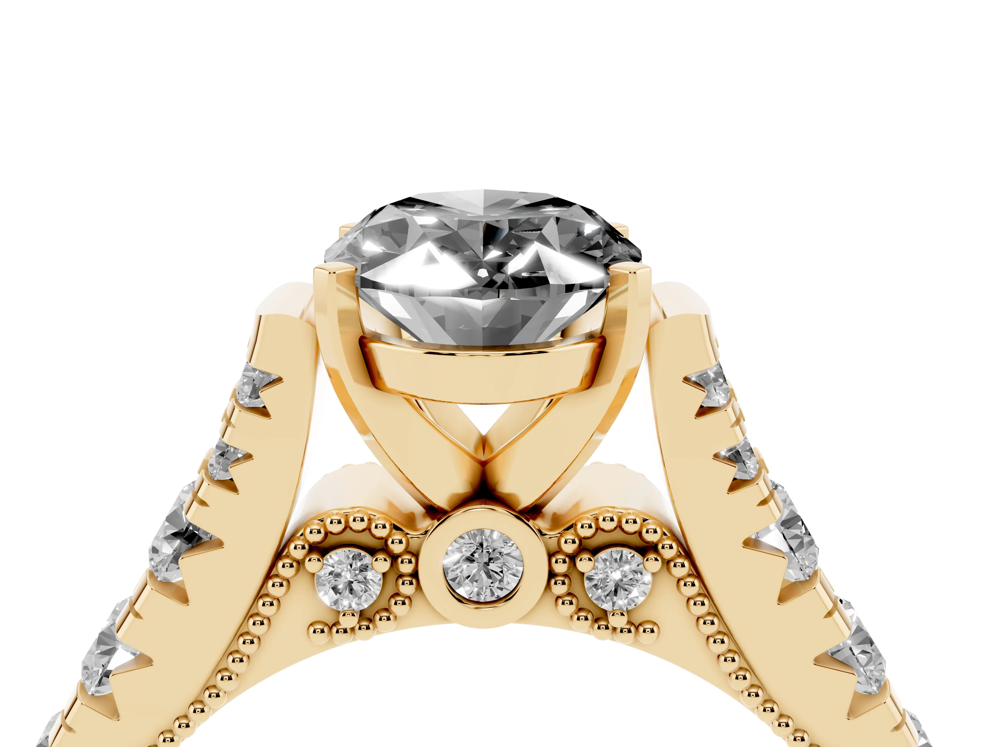 Fancy Black Oval Cut Diamond Classic Solitaire Ring Set in Yellow gold with Pavé Band and Prong Setting
