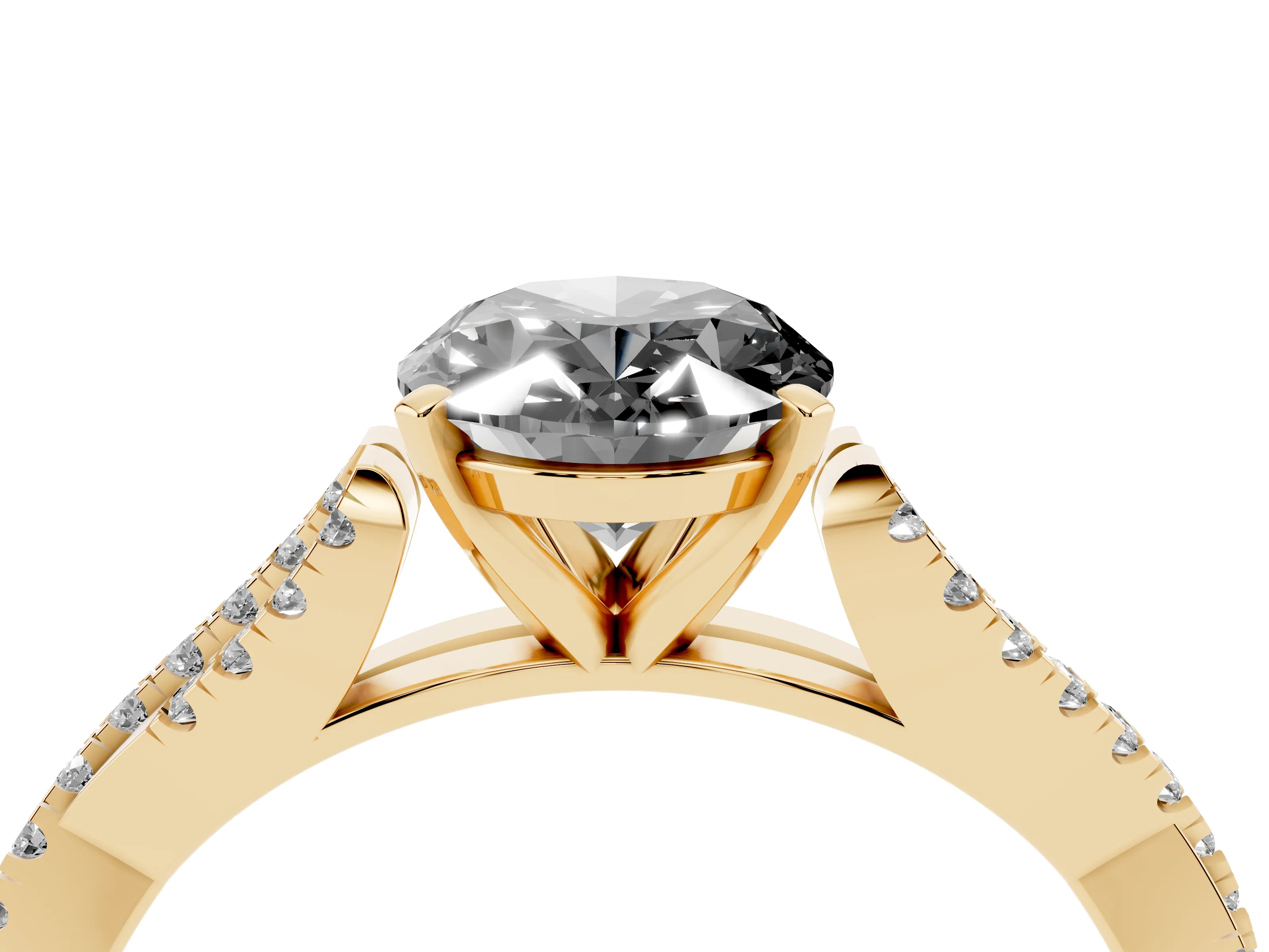 Fancy Black Oval Cut Diamond Solitaire Engagement Ring Set in Yellow gold with Twisted Pavé Band and Prong Setting