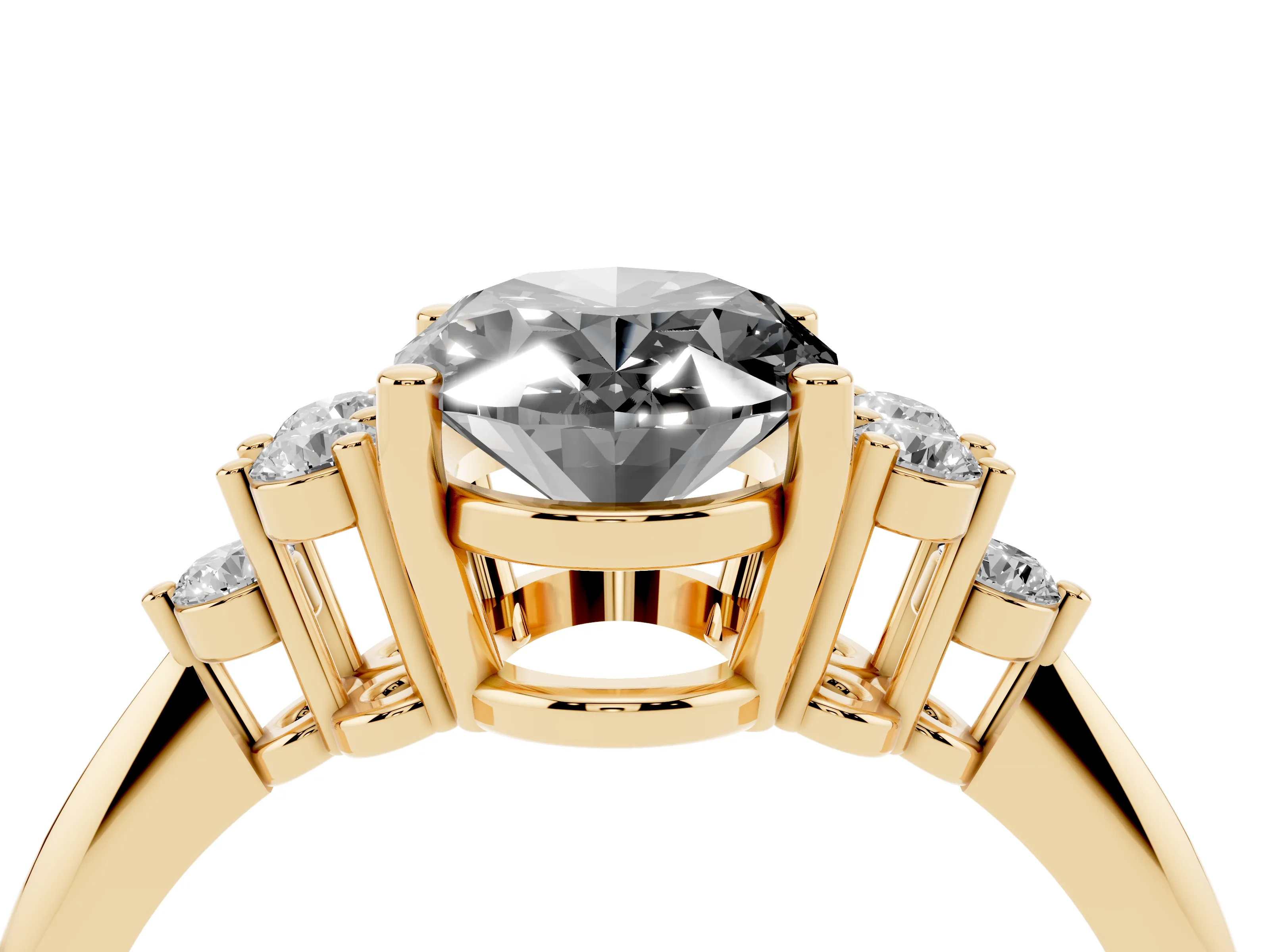 Fancy Black Oval Cut Diamond Cluster Ring Set in Yellow gold with Plain Band and Prong Setting