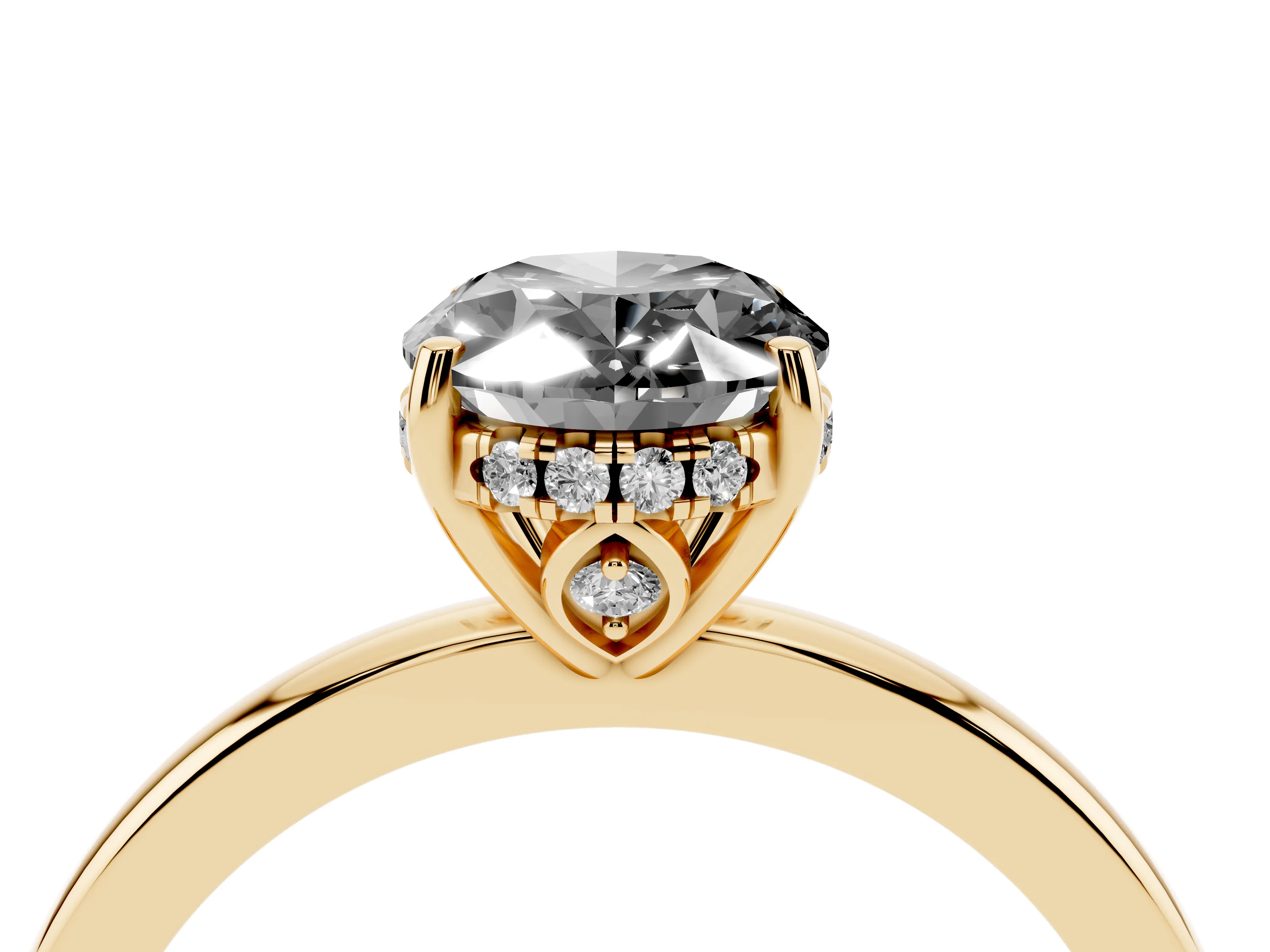 Fancy Black Oval Cut Diamond Solitaire Ring Set in Yellow gold with Plain Band and Prong Setting