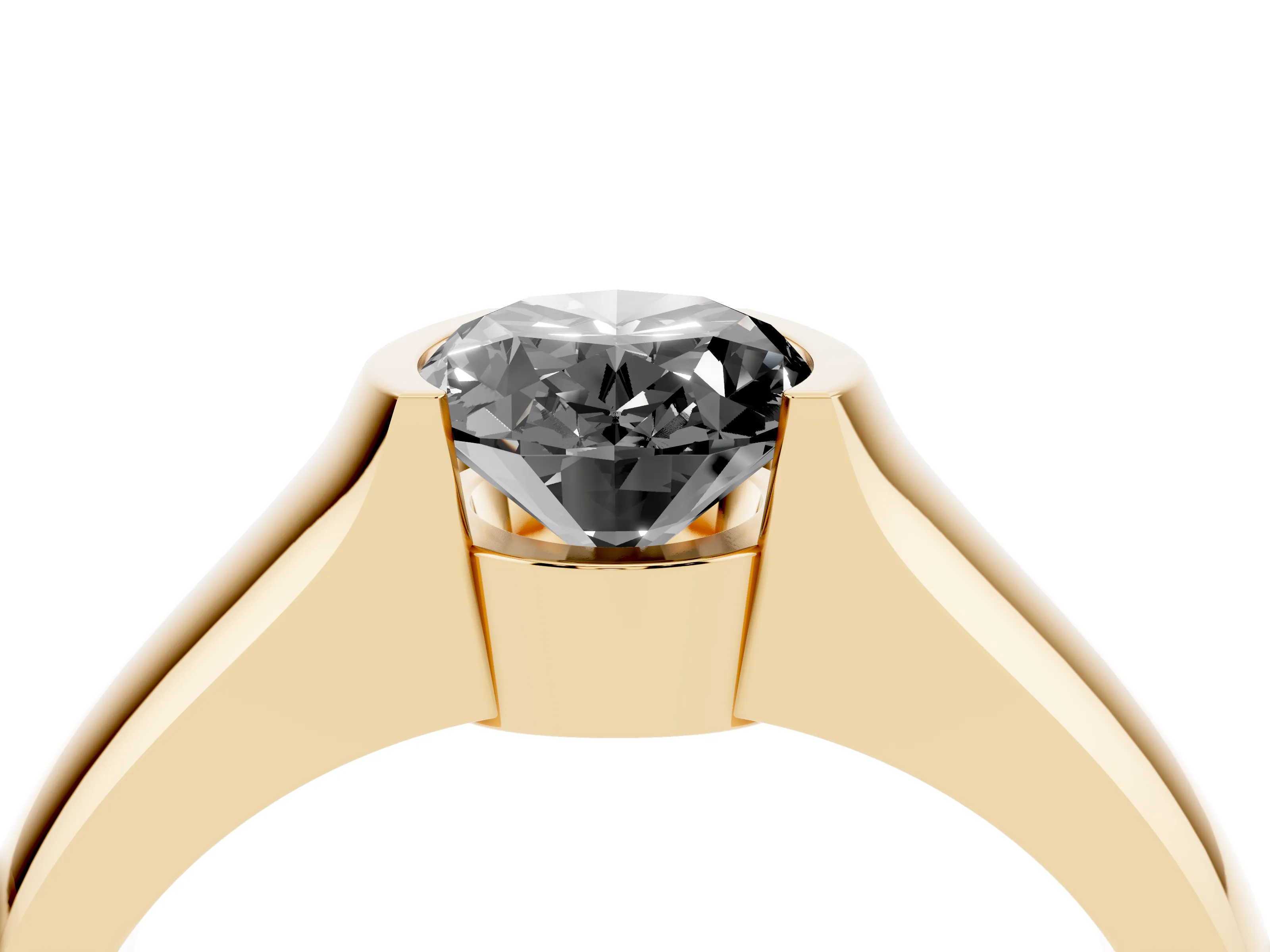 Fancy Black Oval Cut Diamond Bezel Solitaire Ring Set in Yellow gold with Wide Band