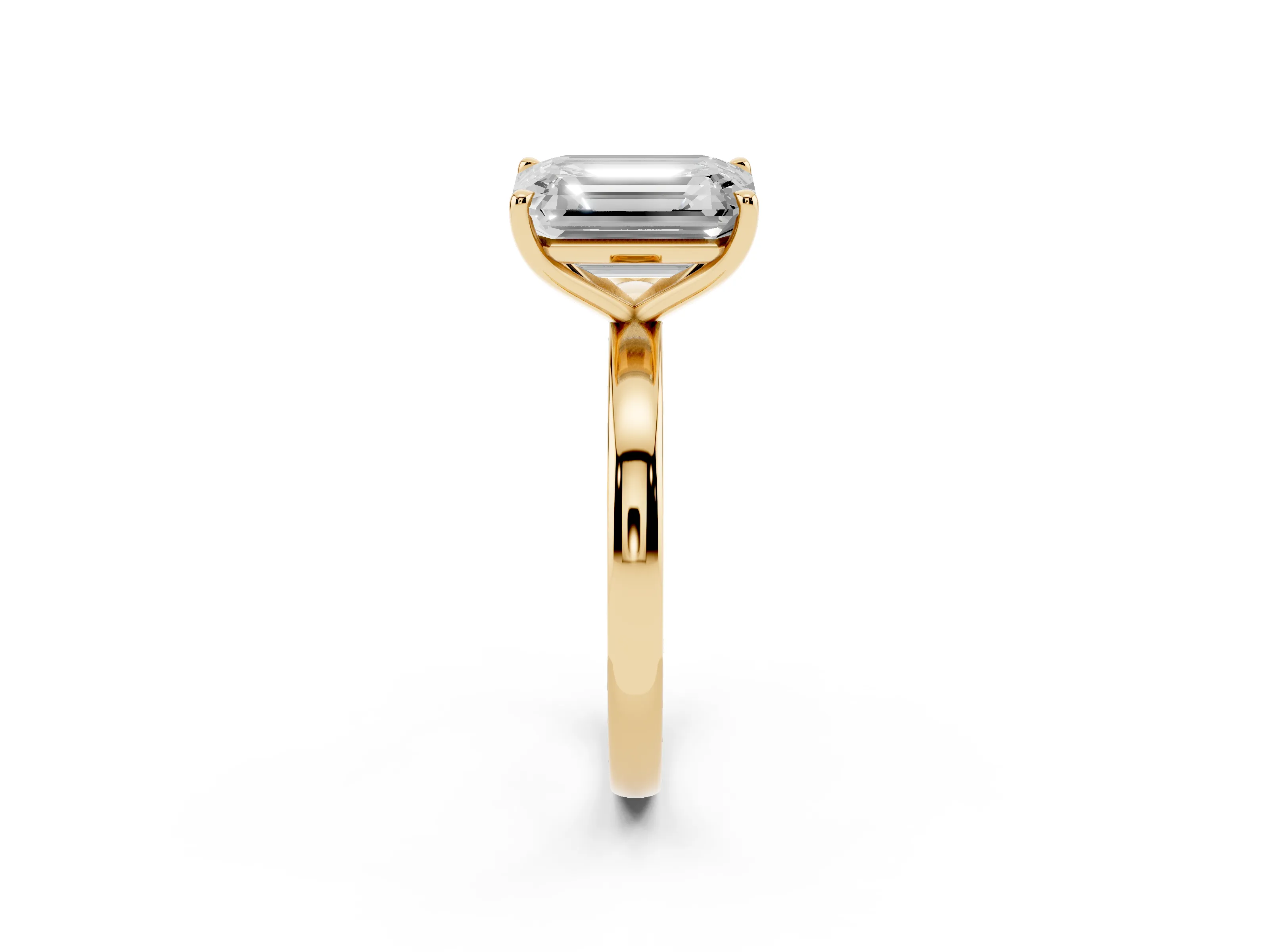 Fancy Blue Oval Cut and Emerald Cut Toi Moi Ring Set in Yellow gold with Prong Setting