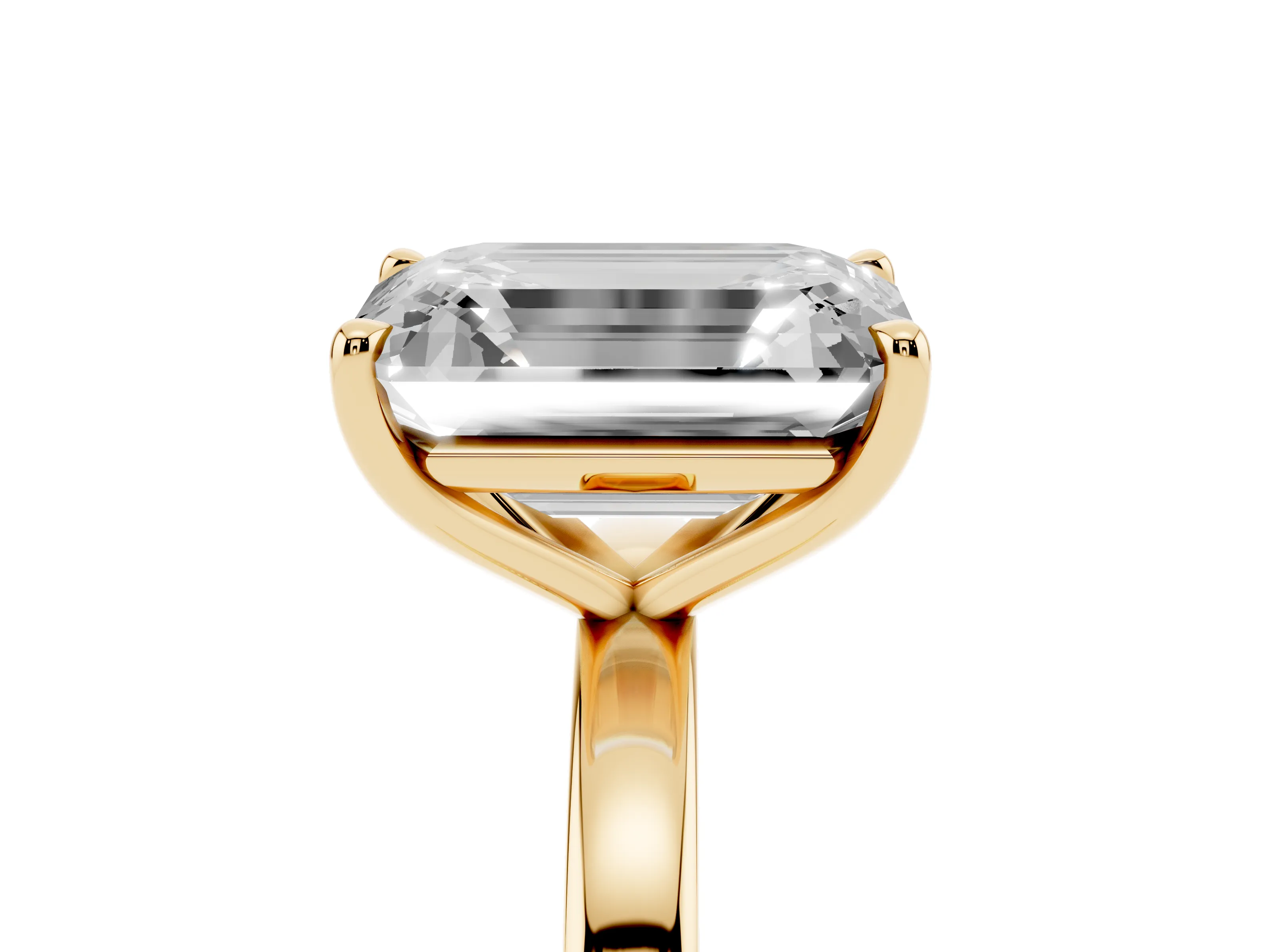 Fancy Blue Oval Cut and Emerald Cut Toi Moi Ring Set in Yellow gold with Prong Setting