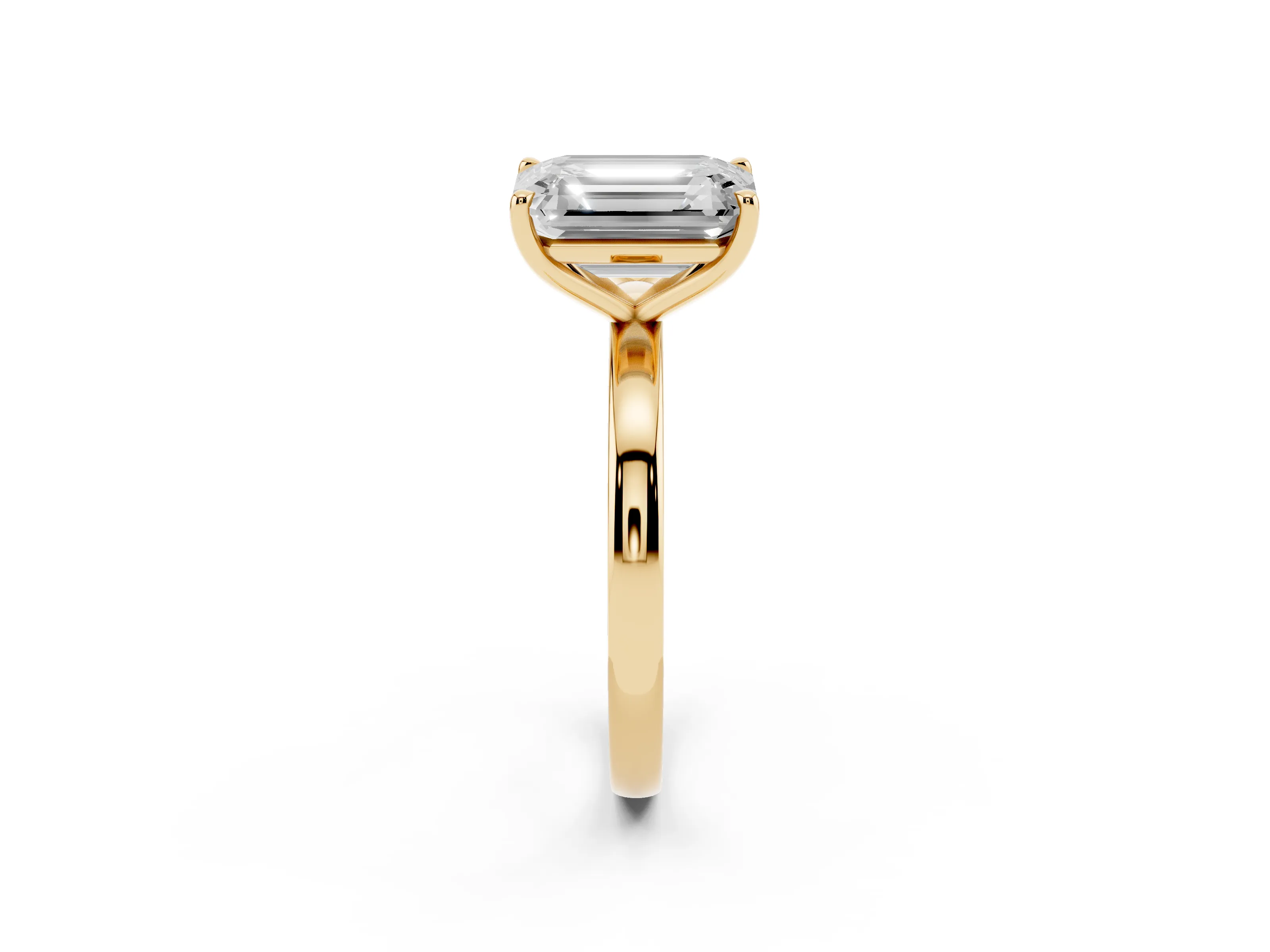 Fancy Green Oval Cut and Emerald Cut Toi Moi Ring Set in Yellow gold with Prong Setting