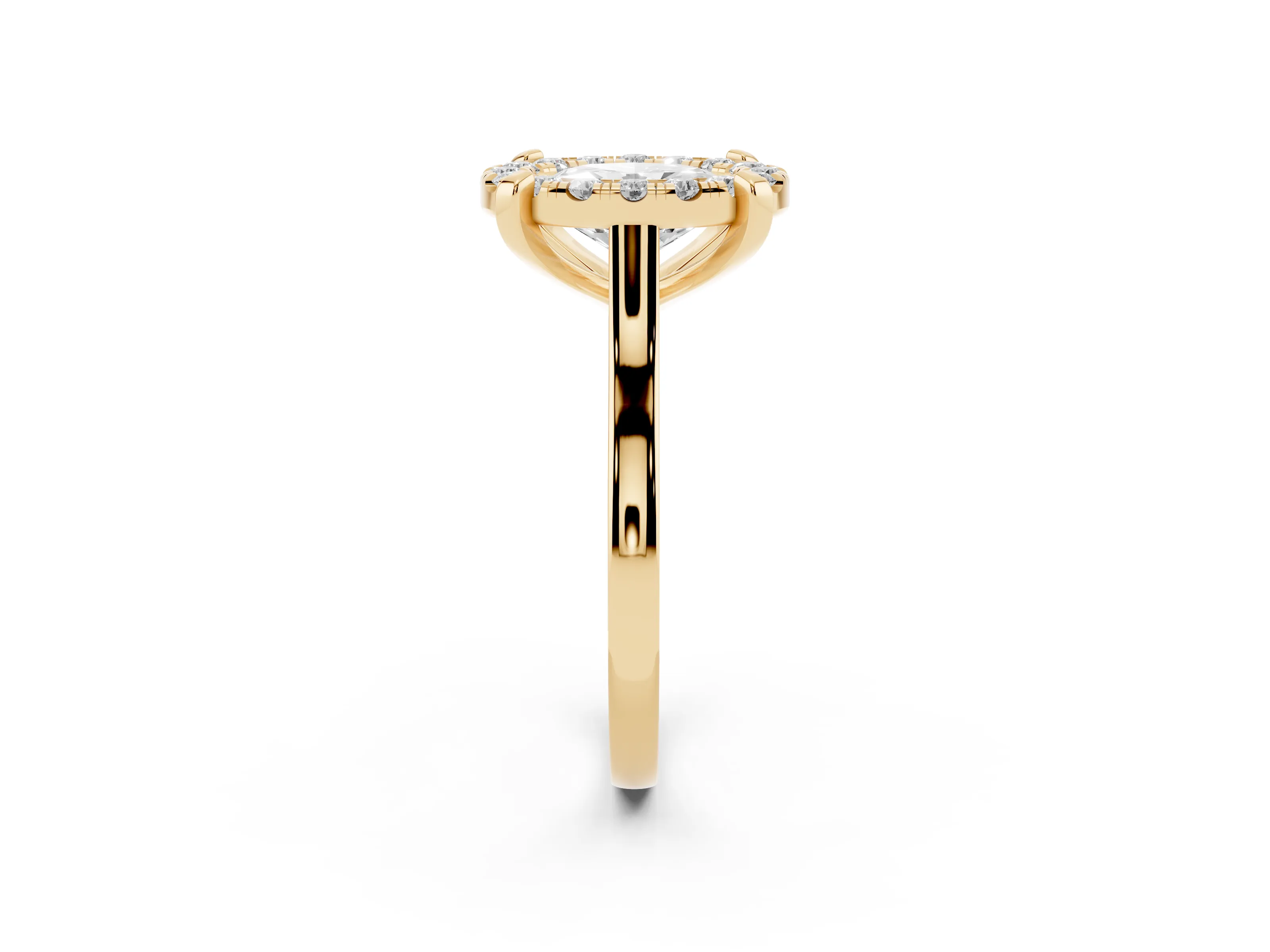 Oval Cut Diamond Cluster Halo Solitaire Ring Set in Yellow gold with Prong Setting