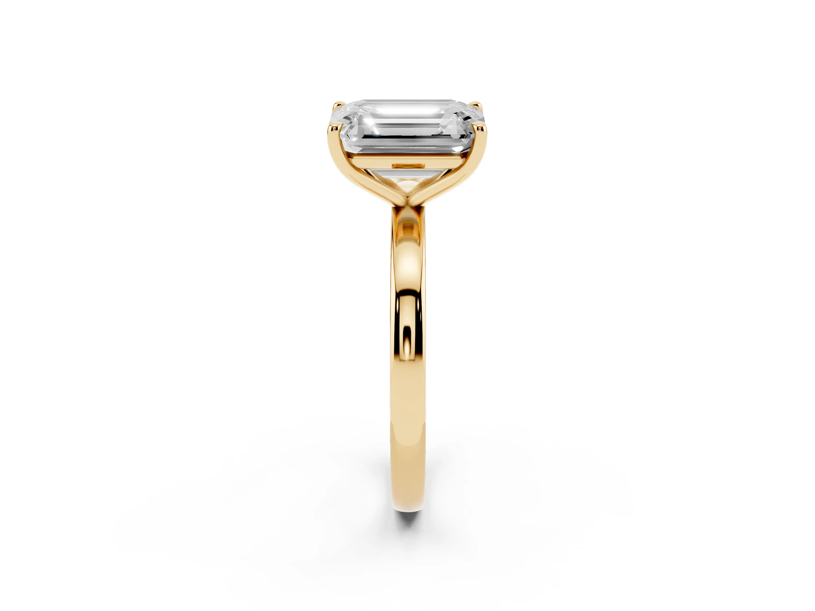 Oval Cut and Emerald Cut Toi Moi Ring Set in Yellow gold with Prong Setting