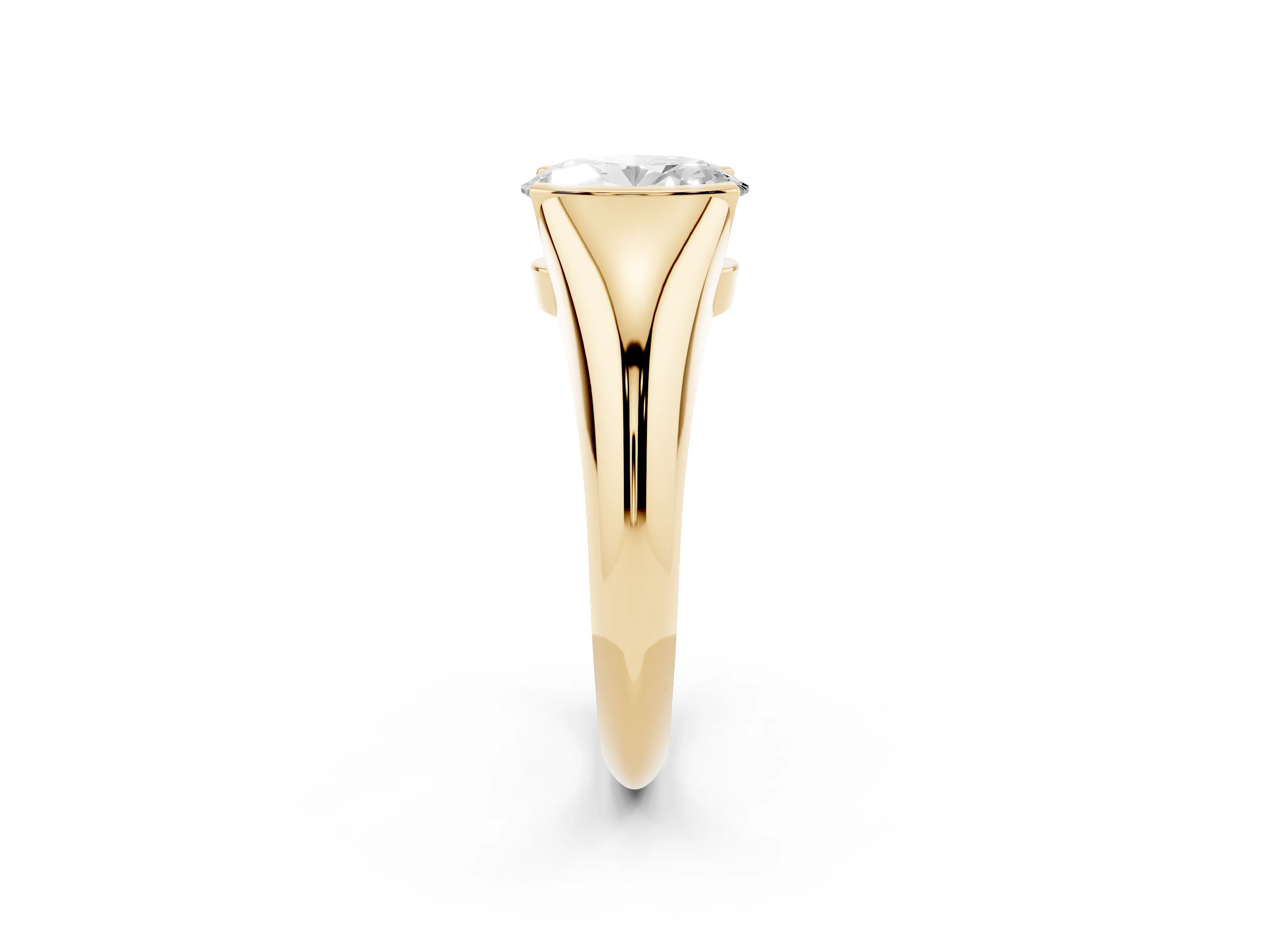 Oval Cut Diamond Solitaire Tension Set Ring Set in Yellow gold