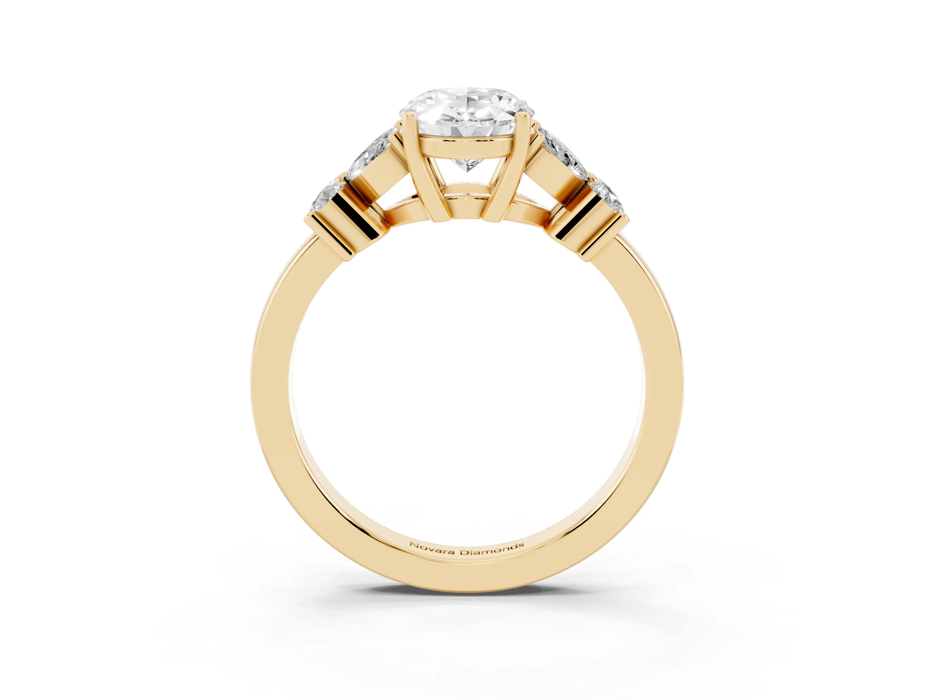 Oval Cut Diamond Floral Cluster Ring Set in Yellow gold with Marquise Petals and Prong Setting