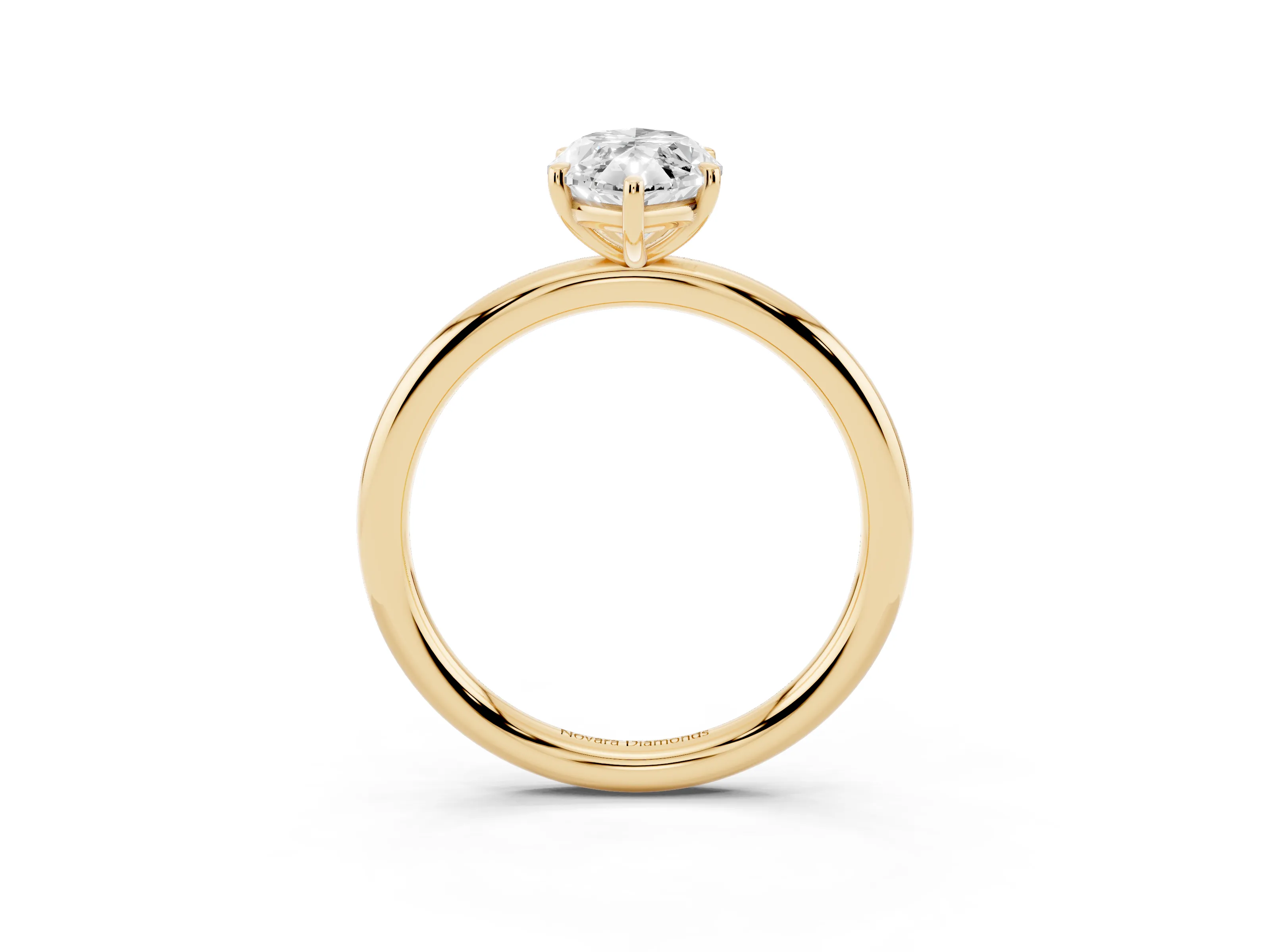 Oval Cut Diamond Solitaire Ring Set in Yellow gold with Prong Setting on a Polished Plain Band