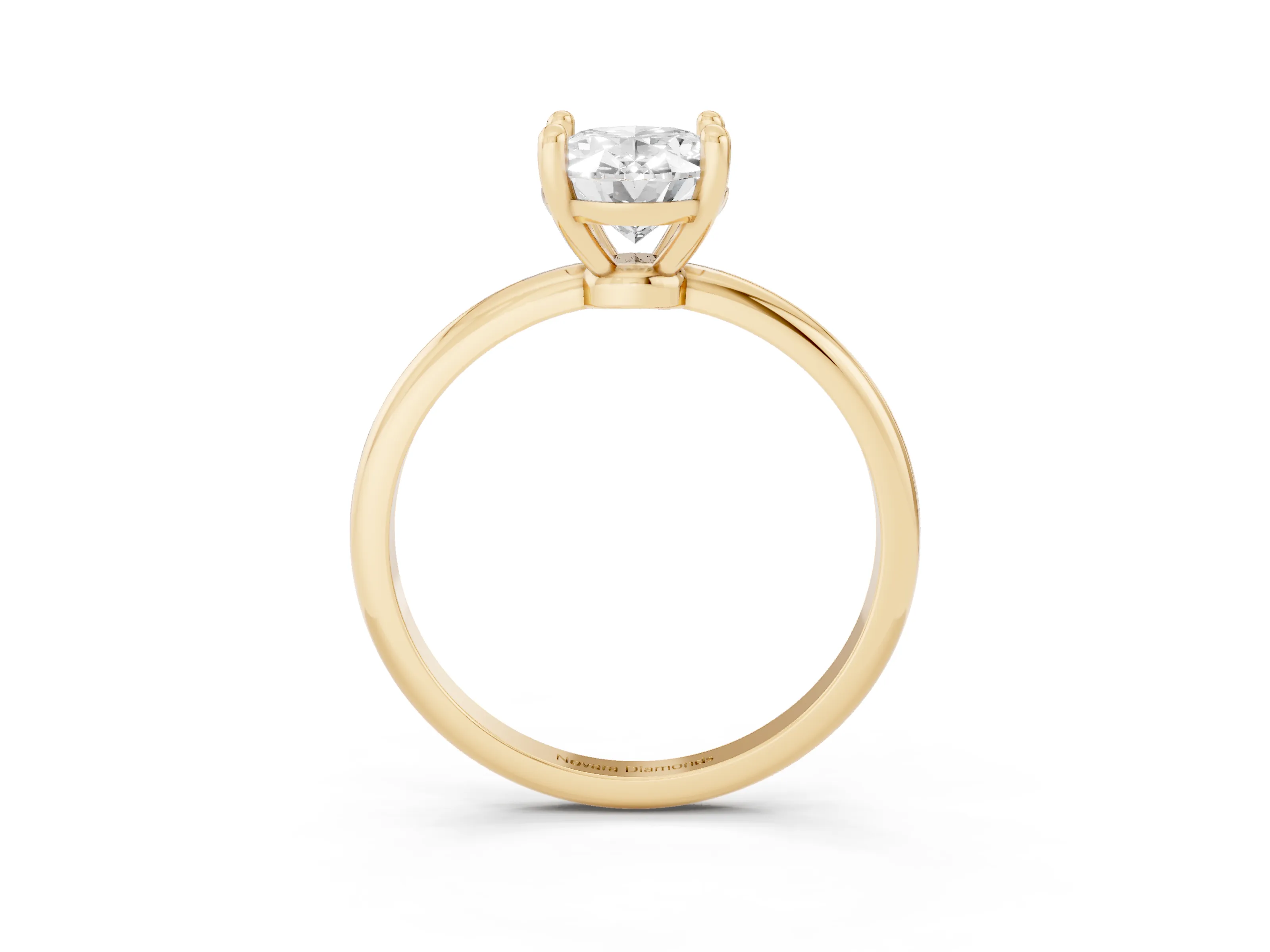 Oval Cut Diamond Solitaire Ring Set in Yellow gold with Secure Prong Setting on a Classic Band