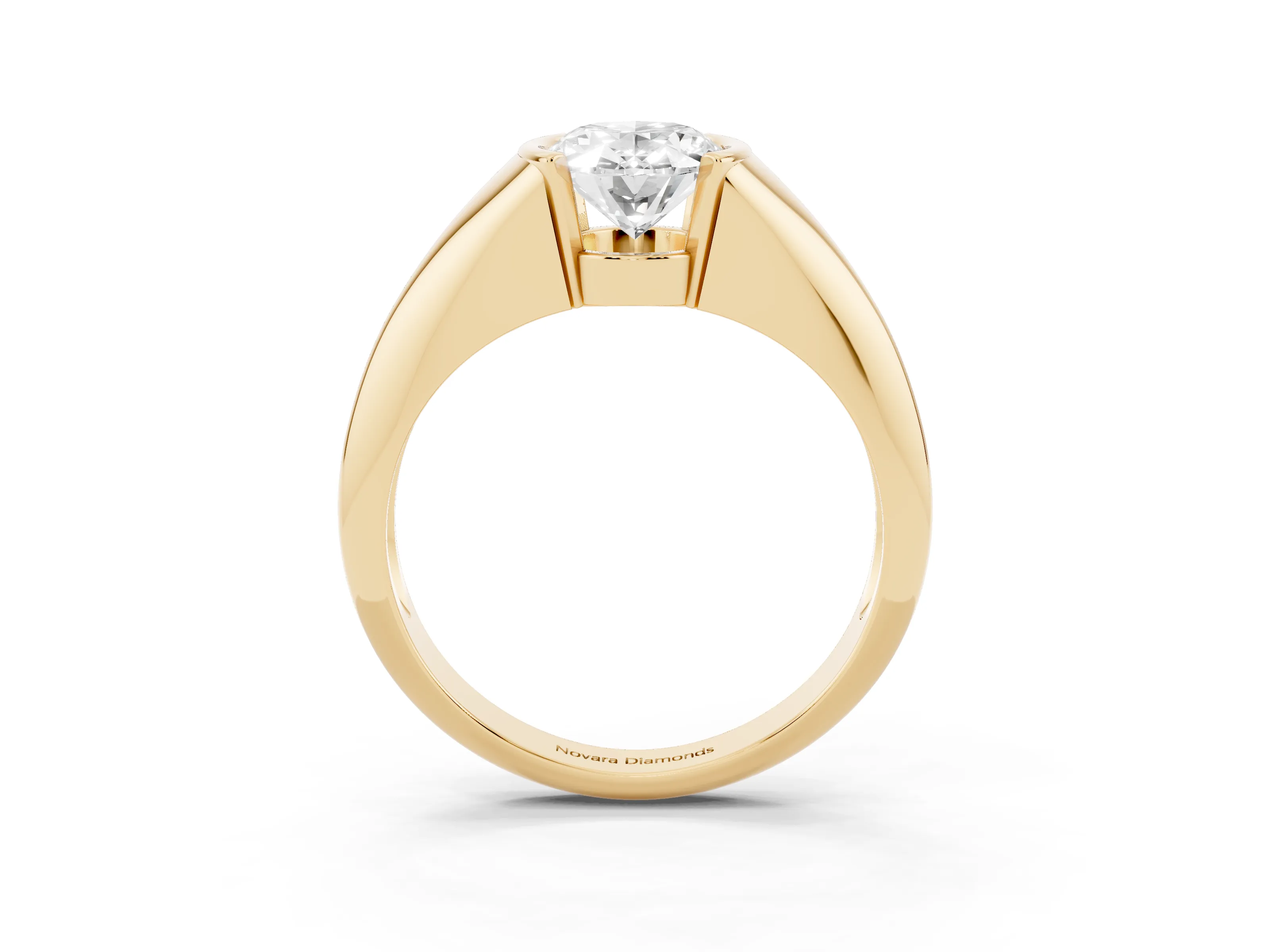Oval Cut Diamond Solitaire Tension Set Ring Set in Yellow gold