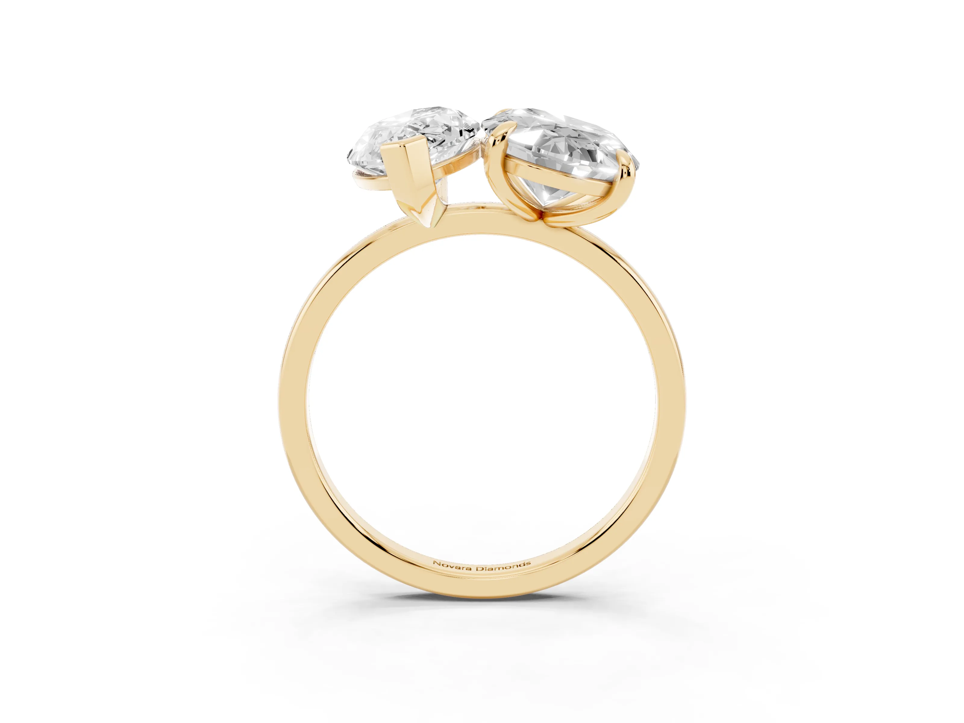 Oval and Marquise Toi Moi Ring Set in Yellow gold with Prong Setting and Plain Band