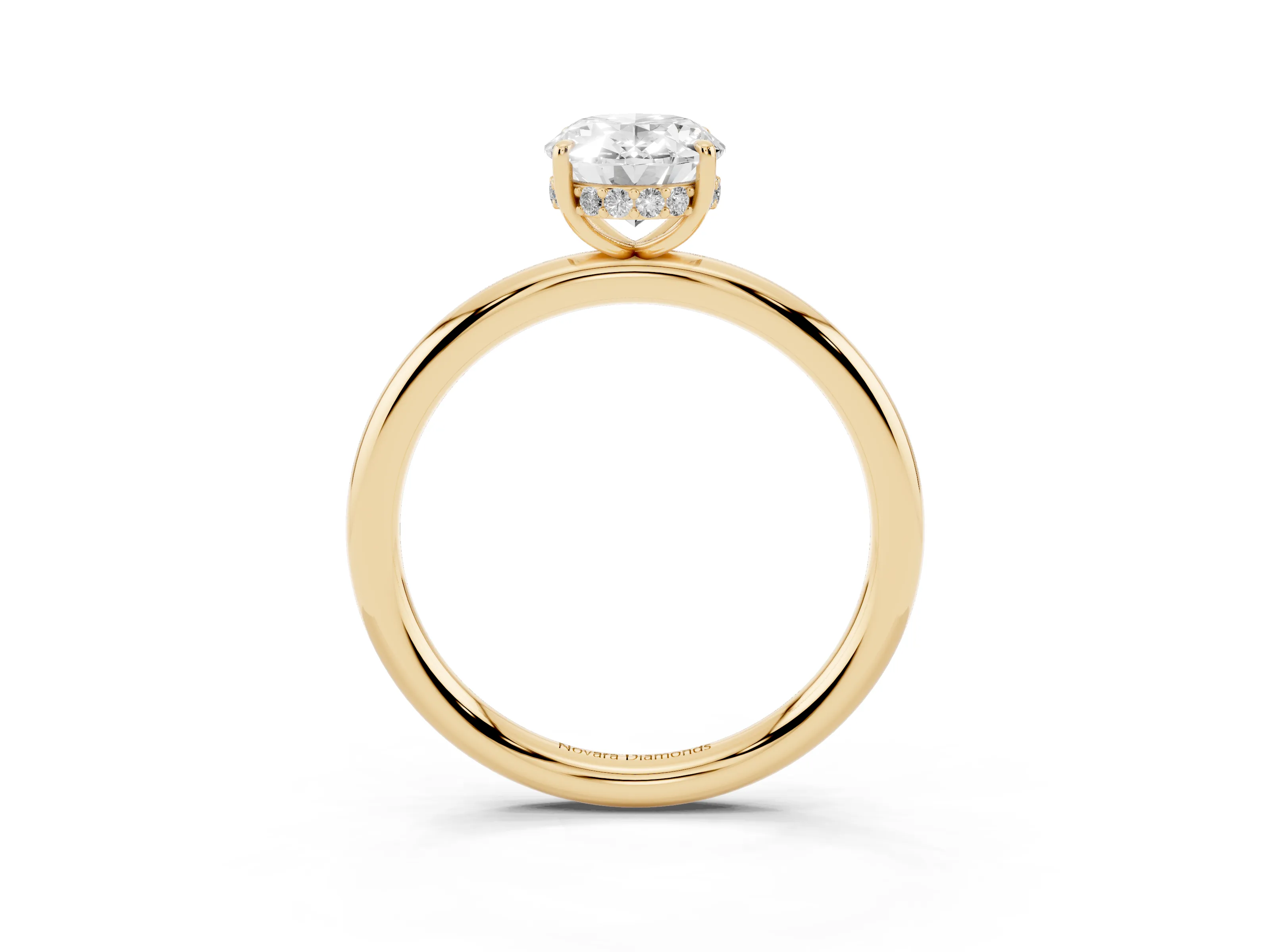 Oval Cut Diamond Solitaire Ring Set in Yellow gold with Thin Band and Prong Setting