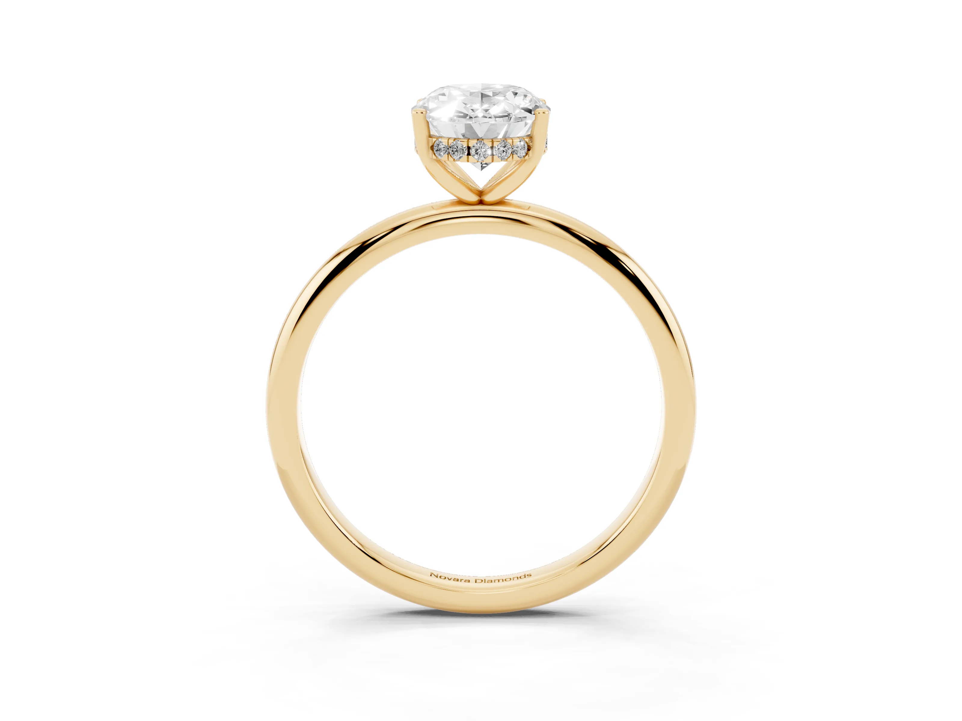 Oval Cut Diamond Solitaire Engagement Ring Set in Yellow gold with Prong Setting and Polished Band