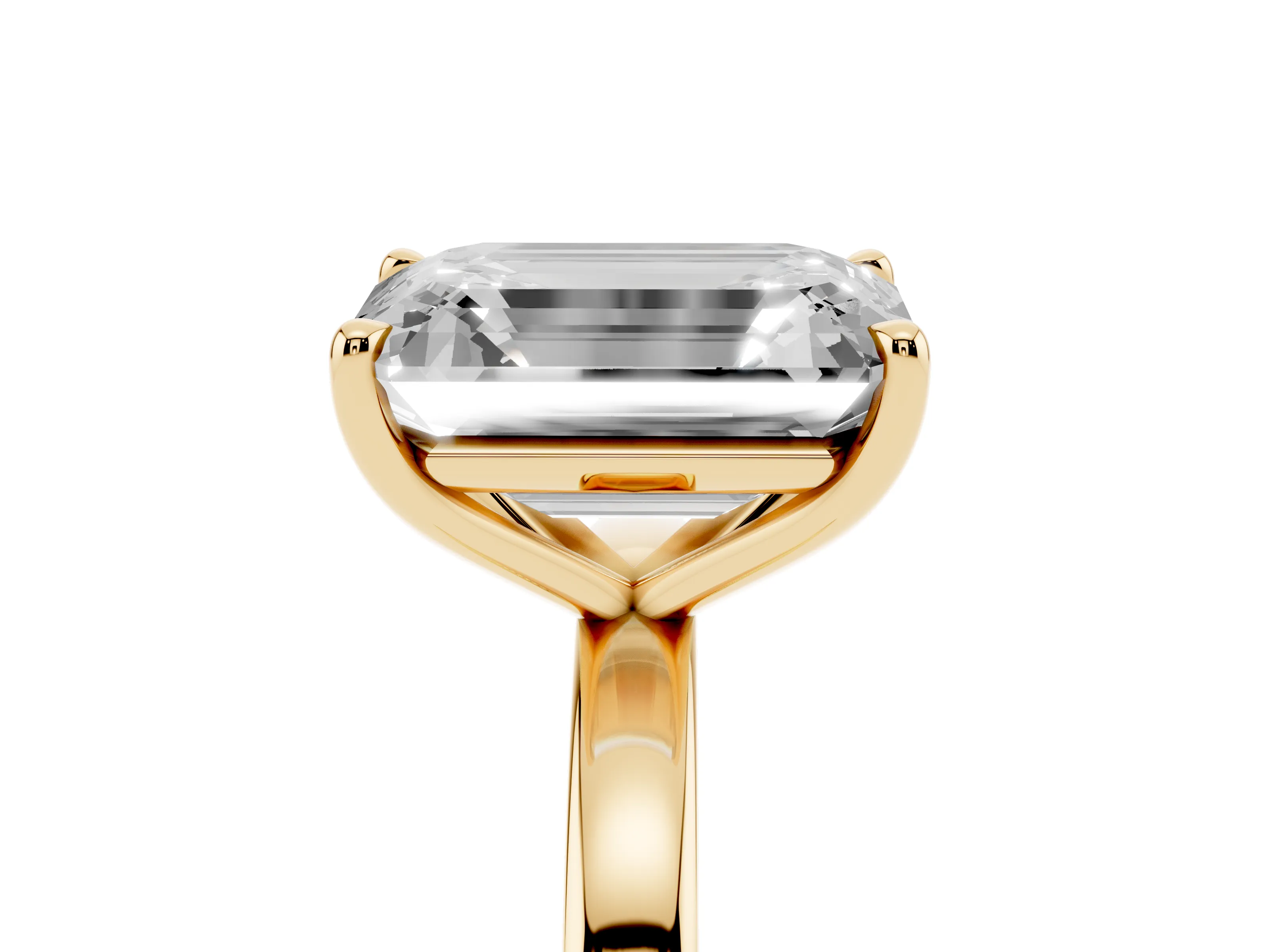 Oval Cut and Emerald Cut Toi Moi Ring Set in Yellow gold with Prong Setting