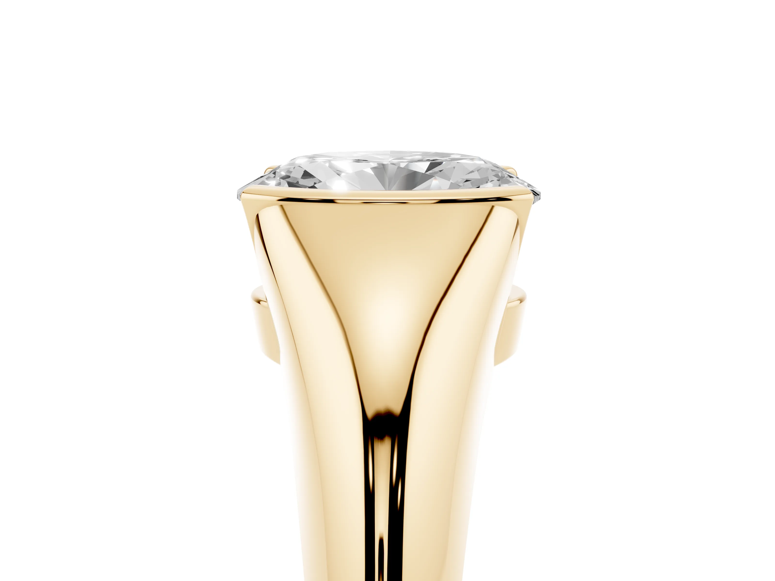 Oval Cut Diamond Solitaire Tension Set Ring Set in Yellow gold