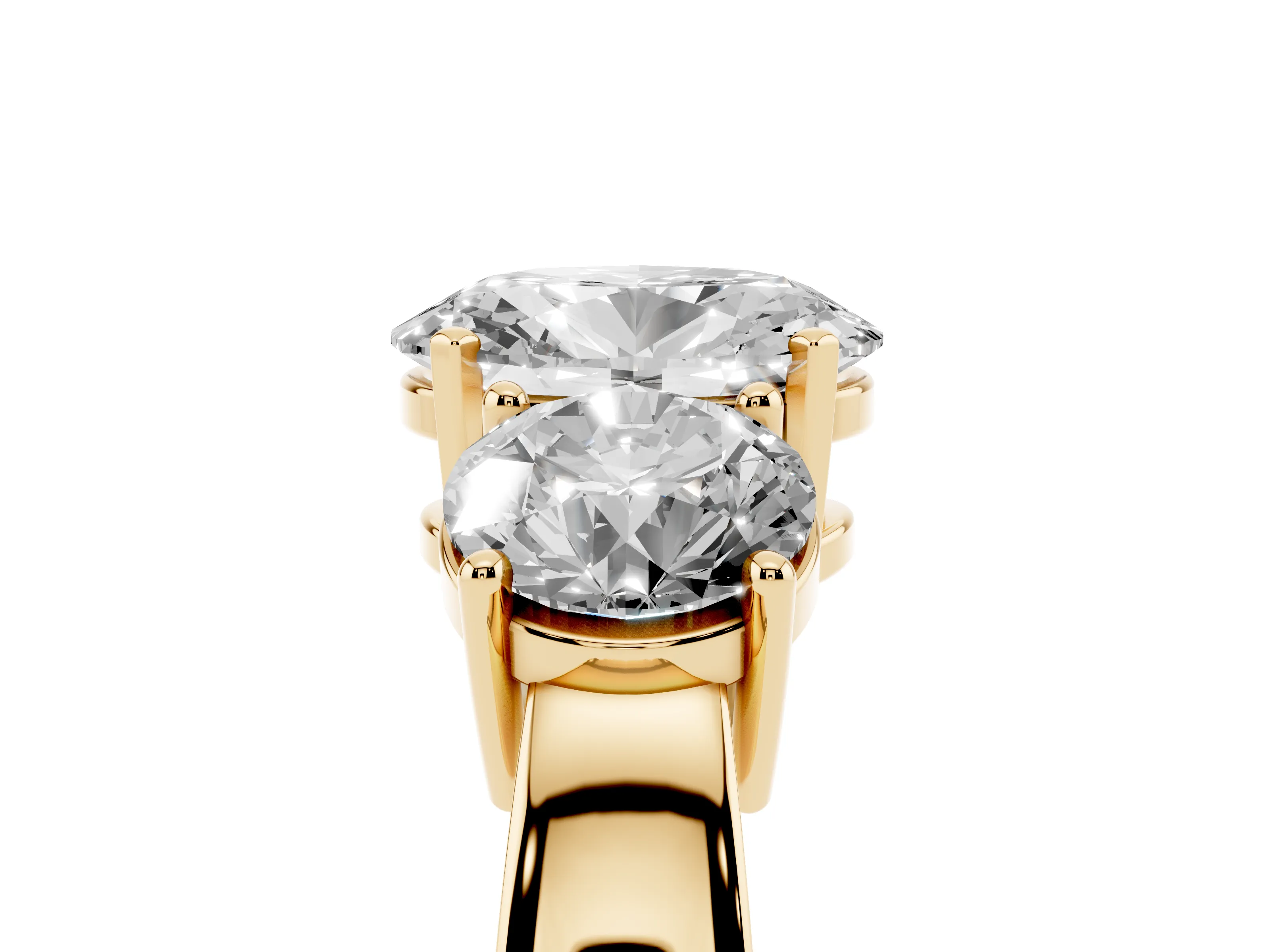 Oval Cut Diamond Three-Stone Ring Set in Yellow gold with Round Side Stones and Classic Band