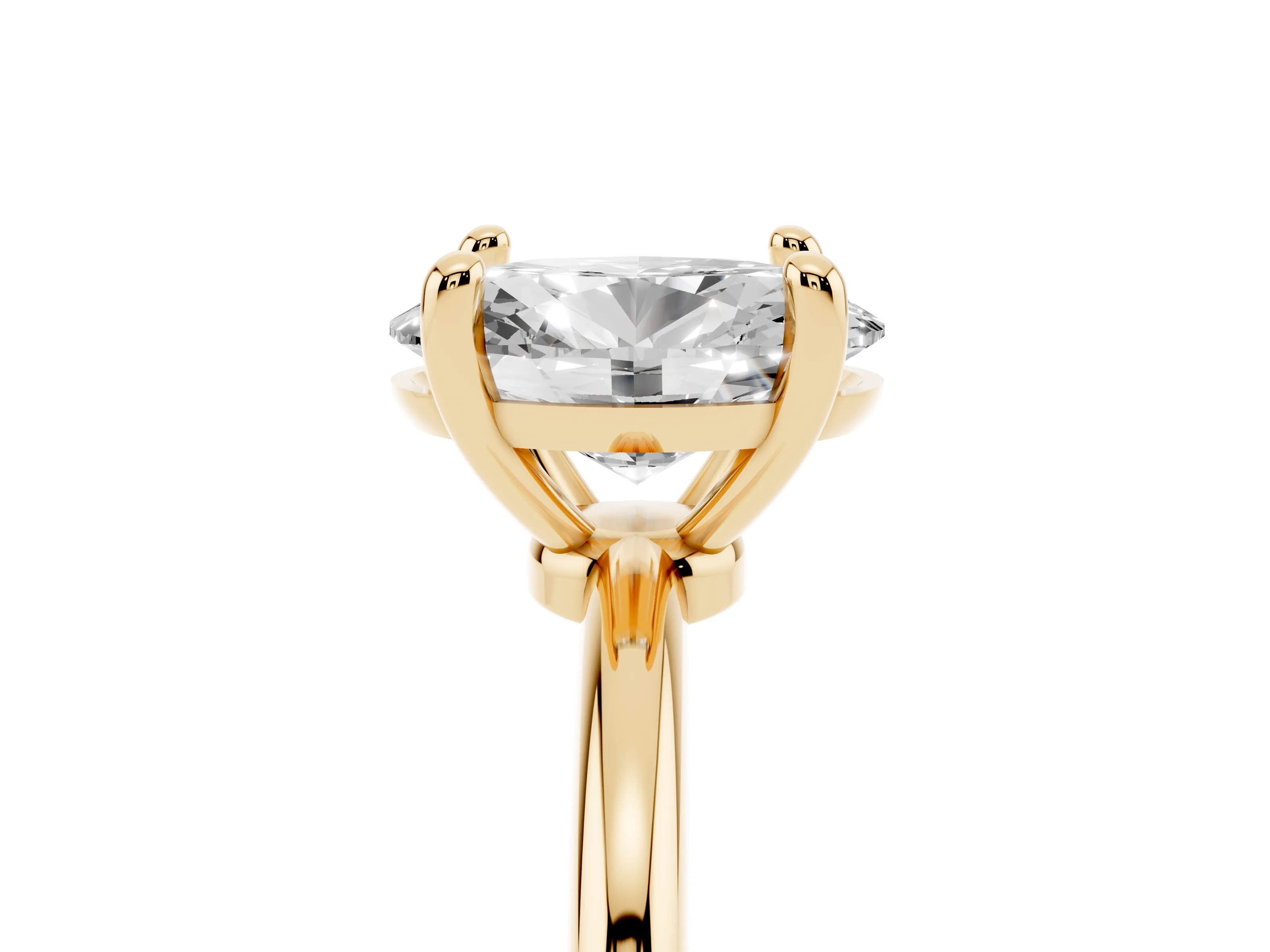 Oval Cut Diamond Solitaire Ring Set in Yellow gold with Secure Prong Setting on a Classic Band